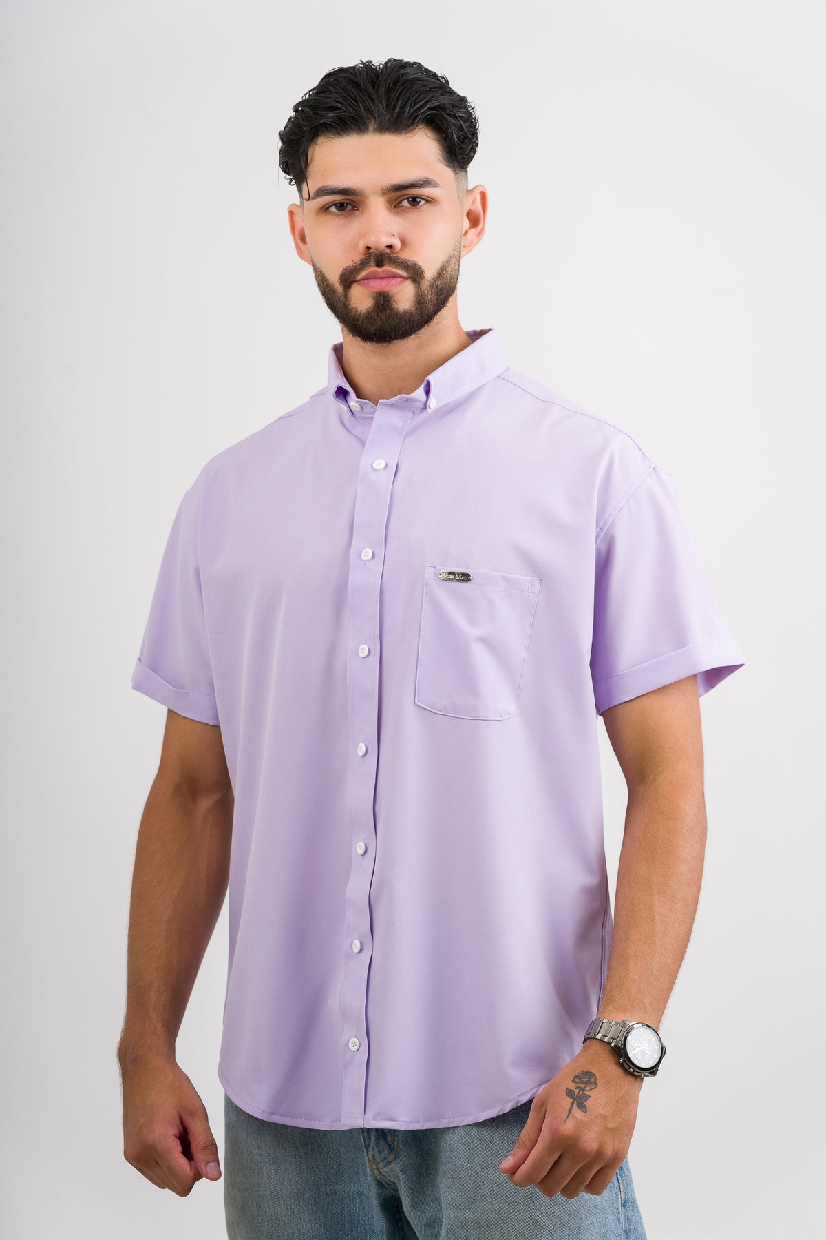 Camisa Button Triple Purple L - Voszmen