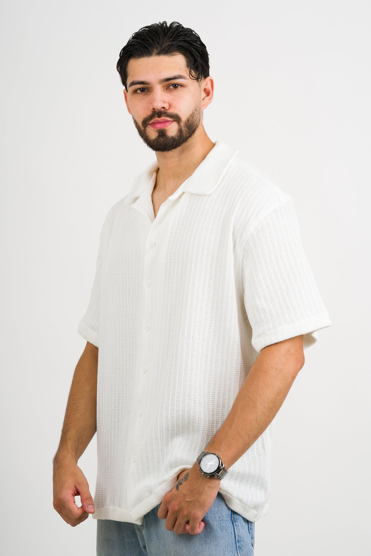 Camisa Over Tejida Md Blanco H - Voszmen