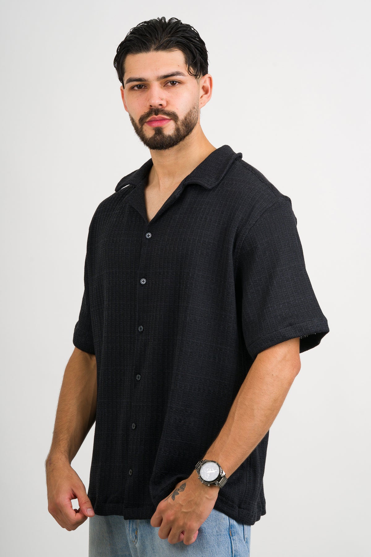 Camisa Over Tejida Md Negro - Voszmen