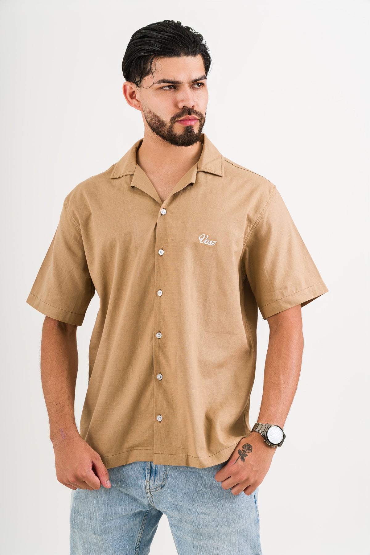 Camisa Over Lino Brown - Voszmen