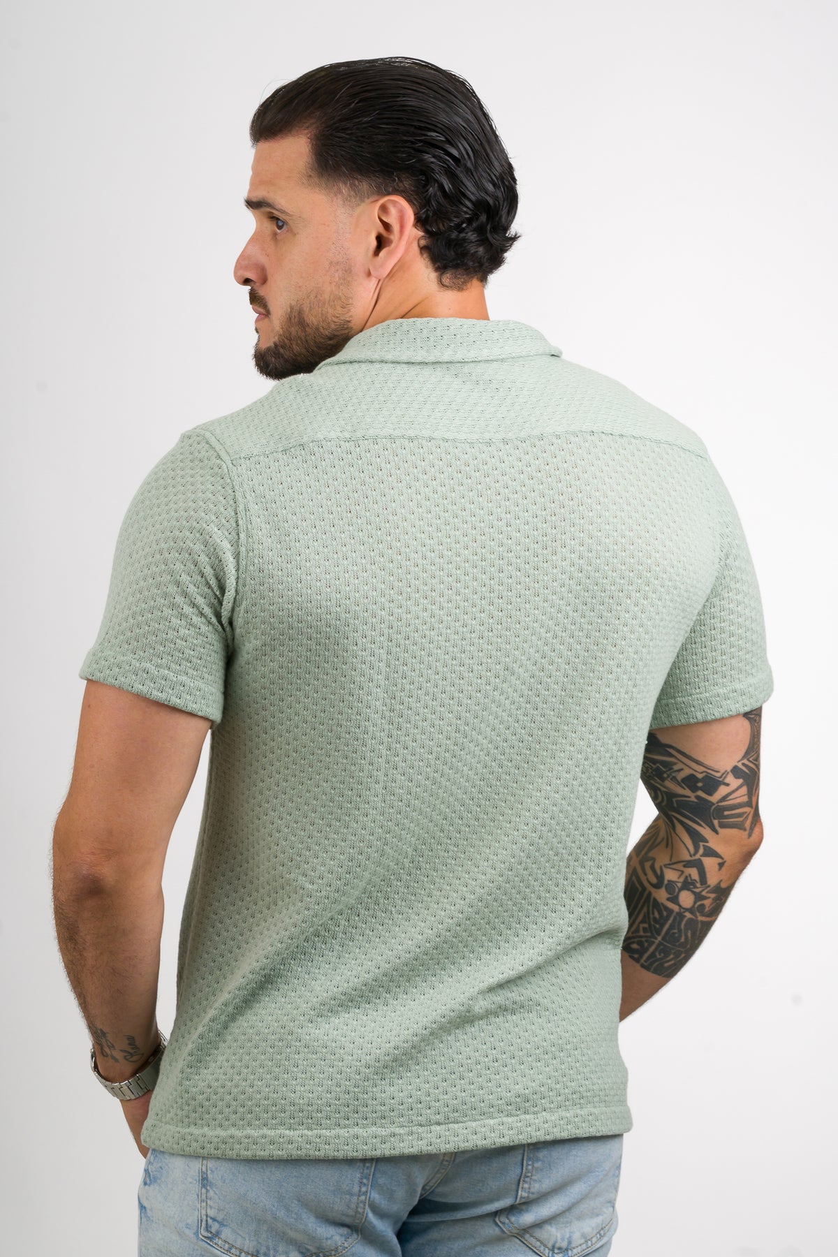 Camisa Over Tejida Mc Verde Pastel - Voszmen