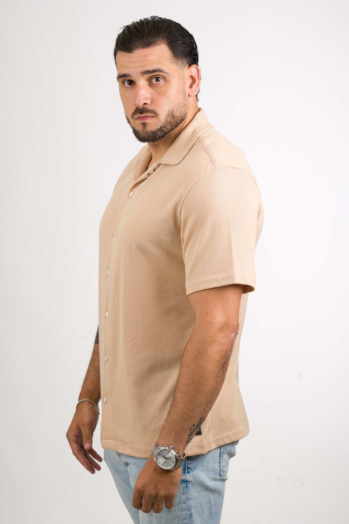 Camisa Text M Beige Claro - Voszmen