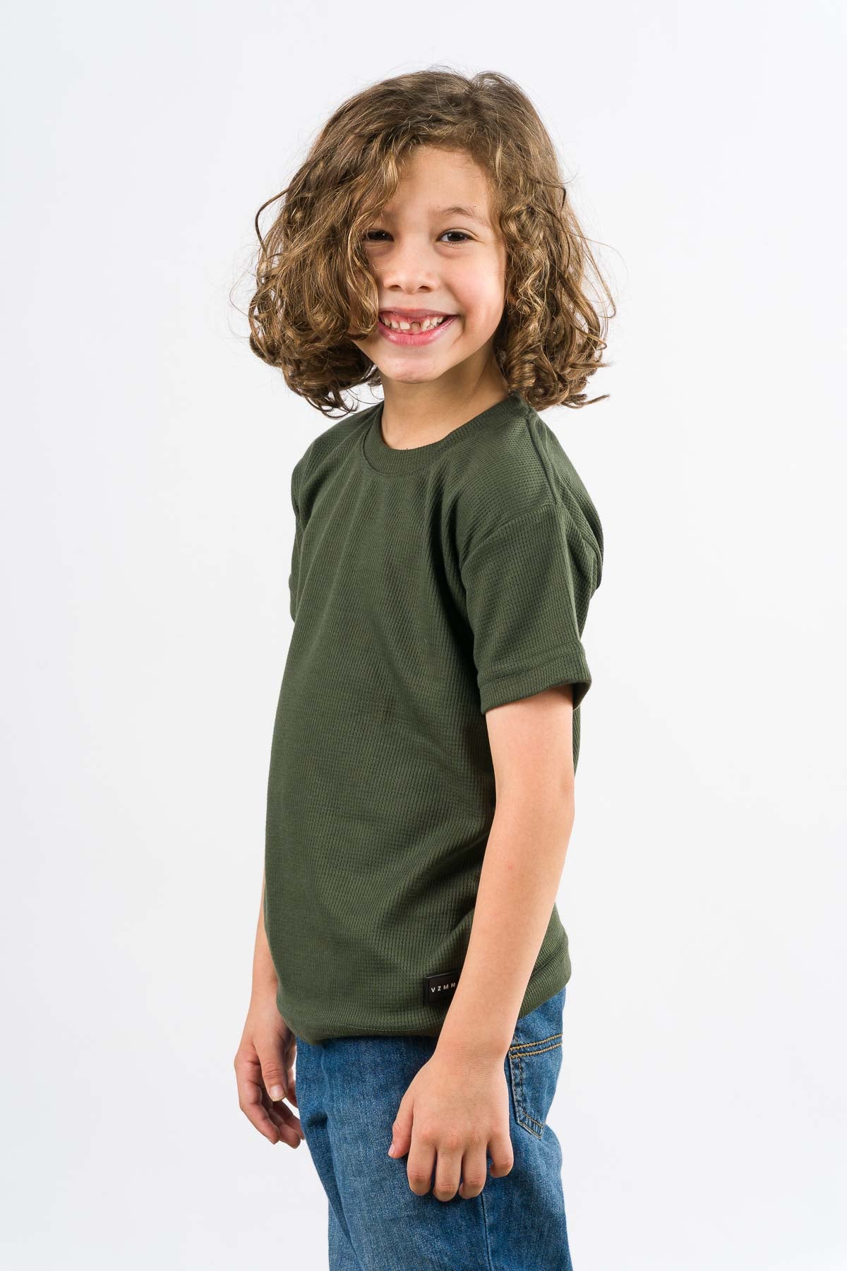 T-Shirt Text M Kid Verde Musgo - Voszmen