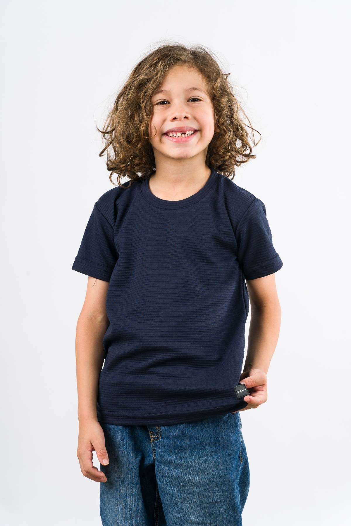 T-Shirt Text B Kid Azul Navy - Voszmen