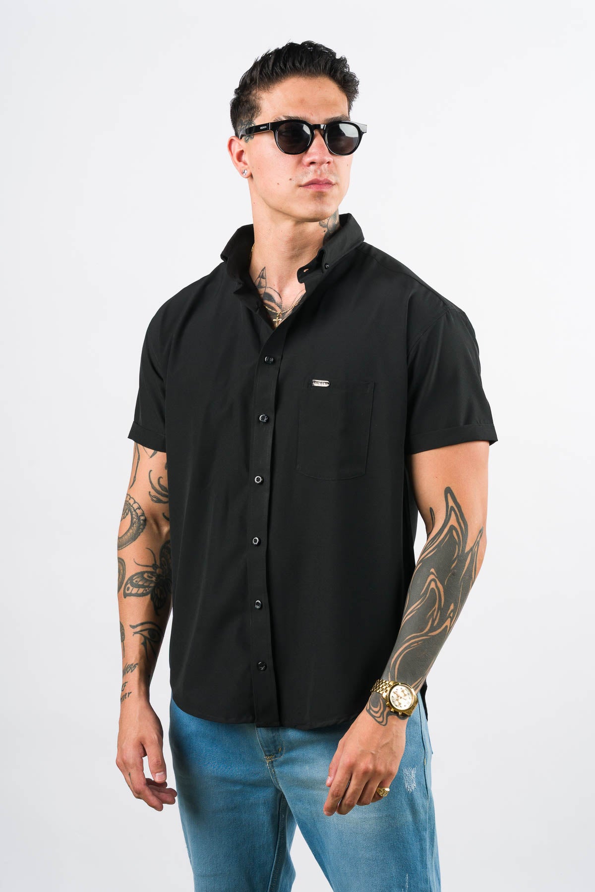 Camisa Button Triple Black - Voszmen