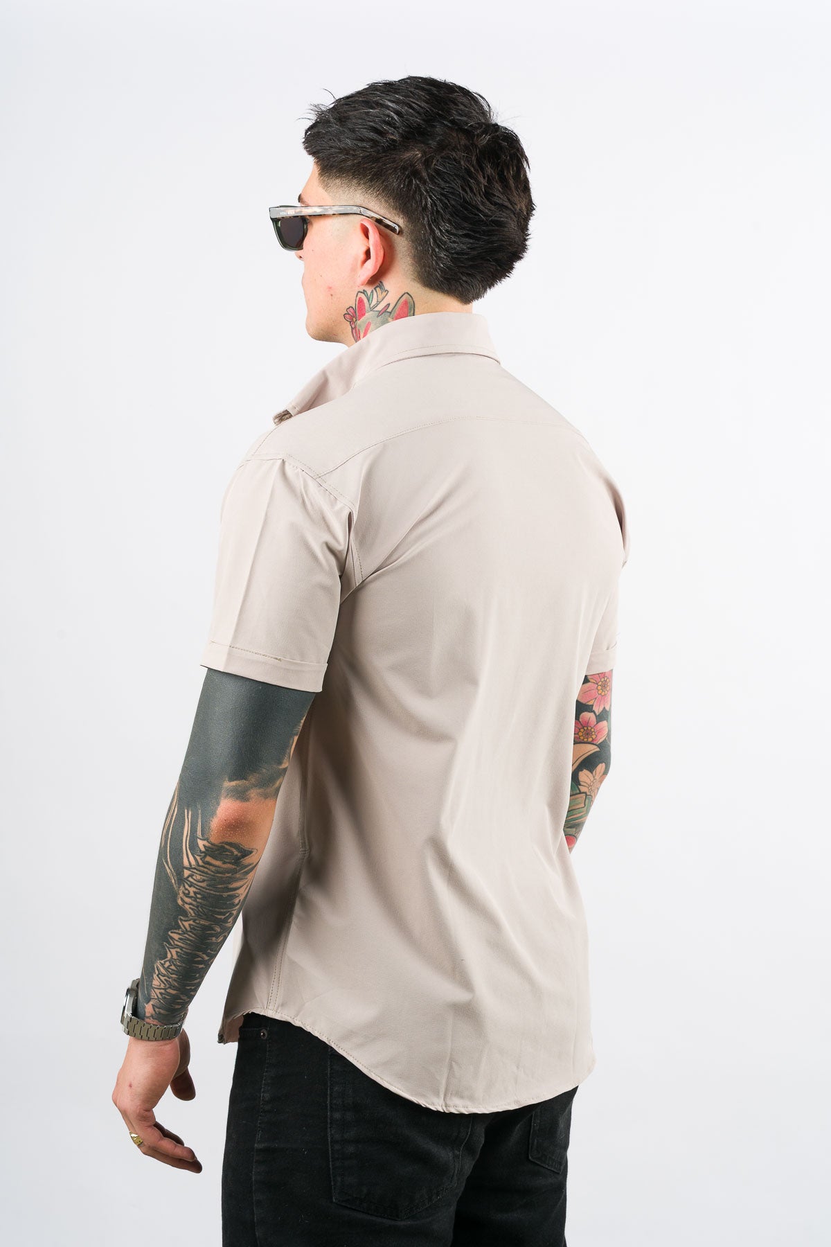 Camisa Button Triple Beige - Voszmen