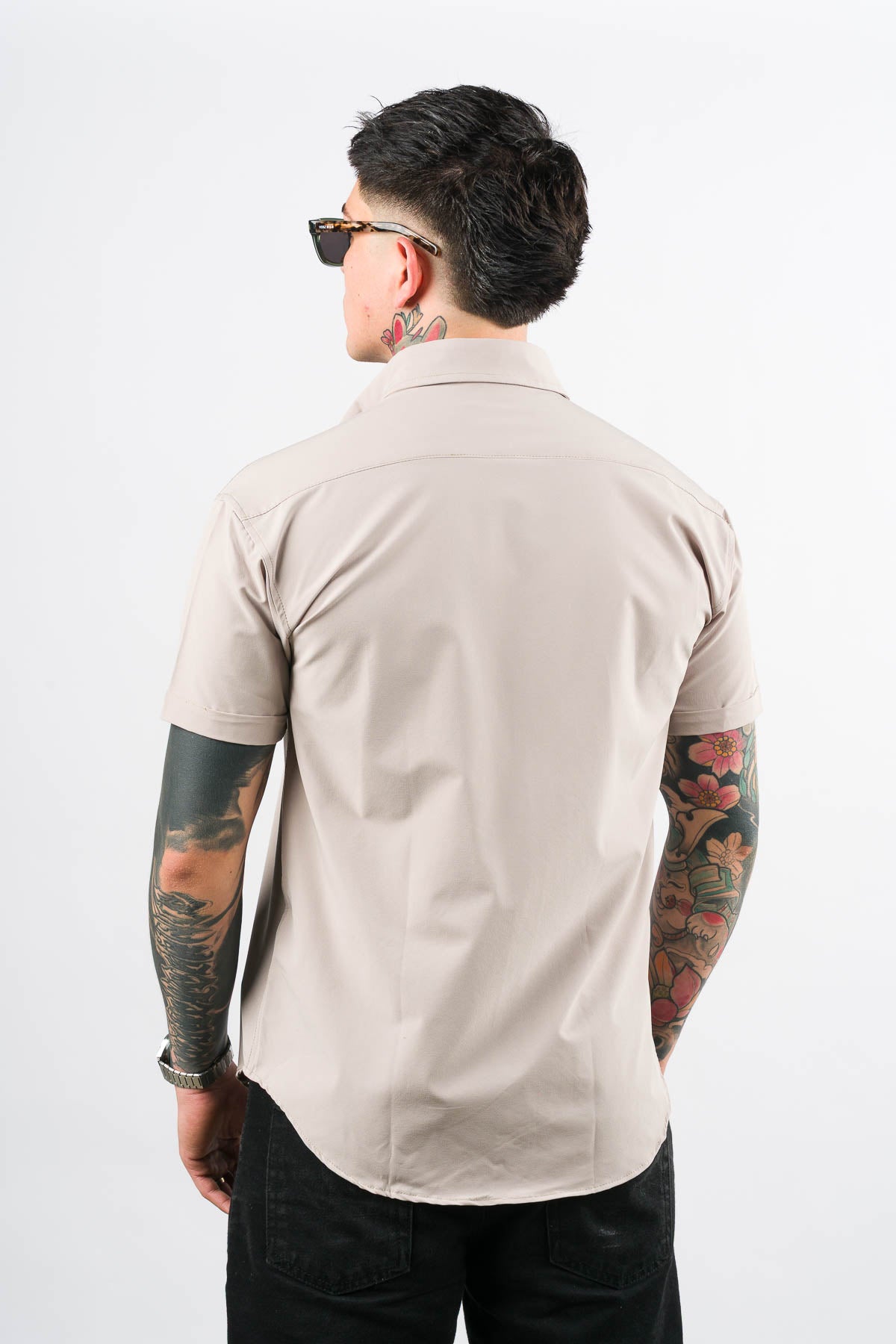 Camisa Button Triple Beige - Voszmen