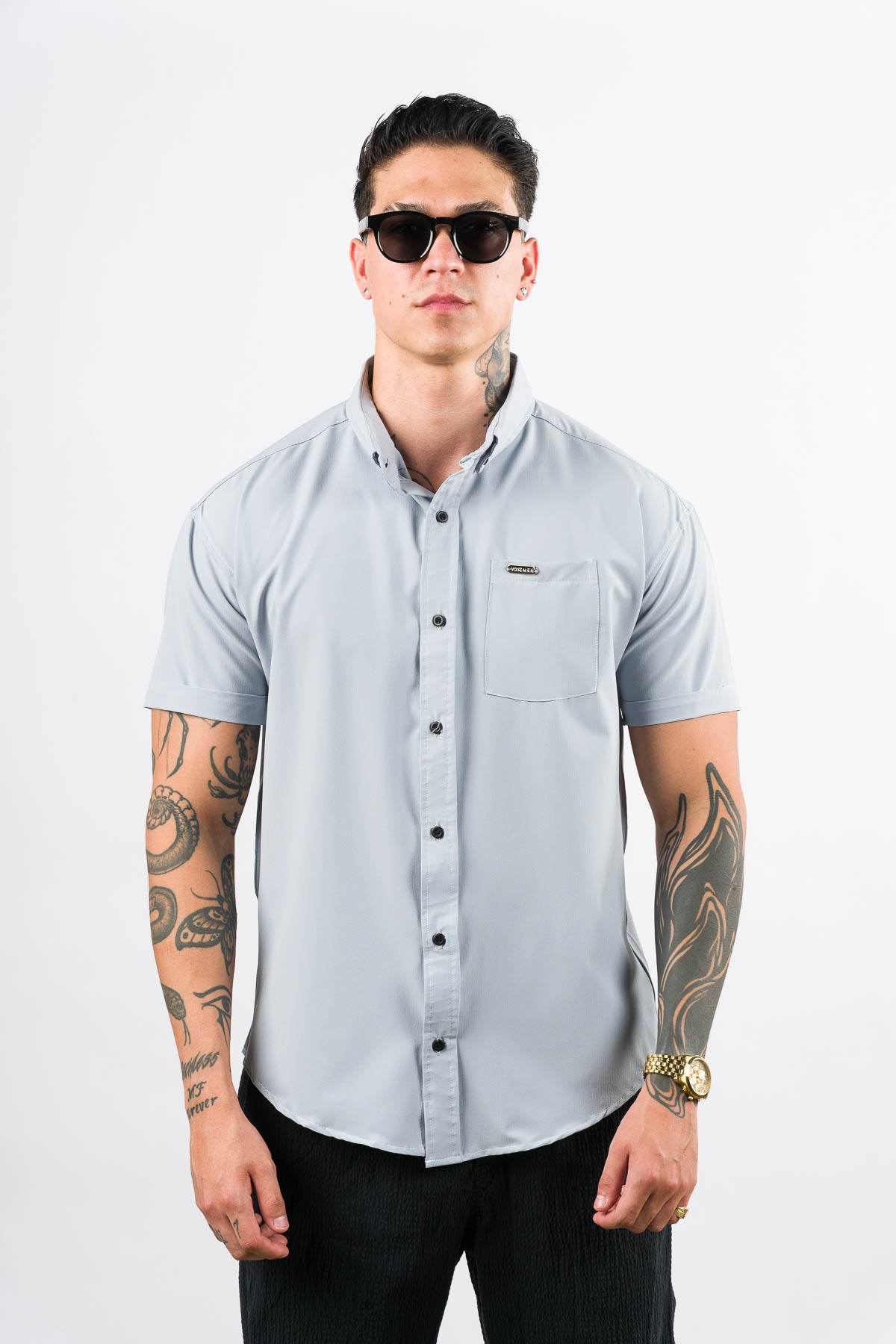 Camisa Button Triple Gris - Voszmen