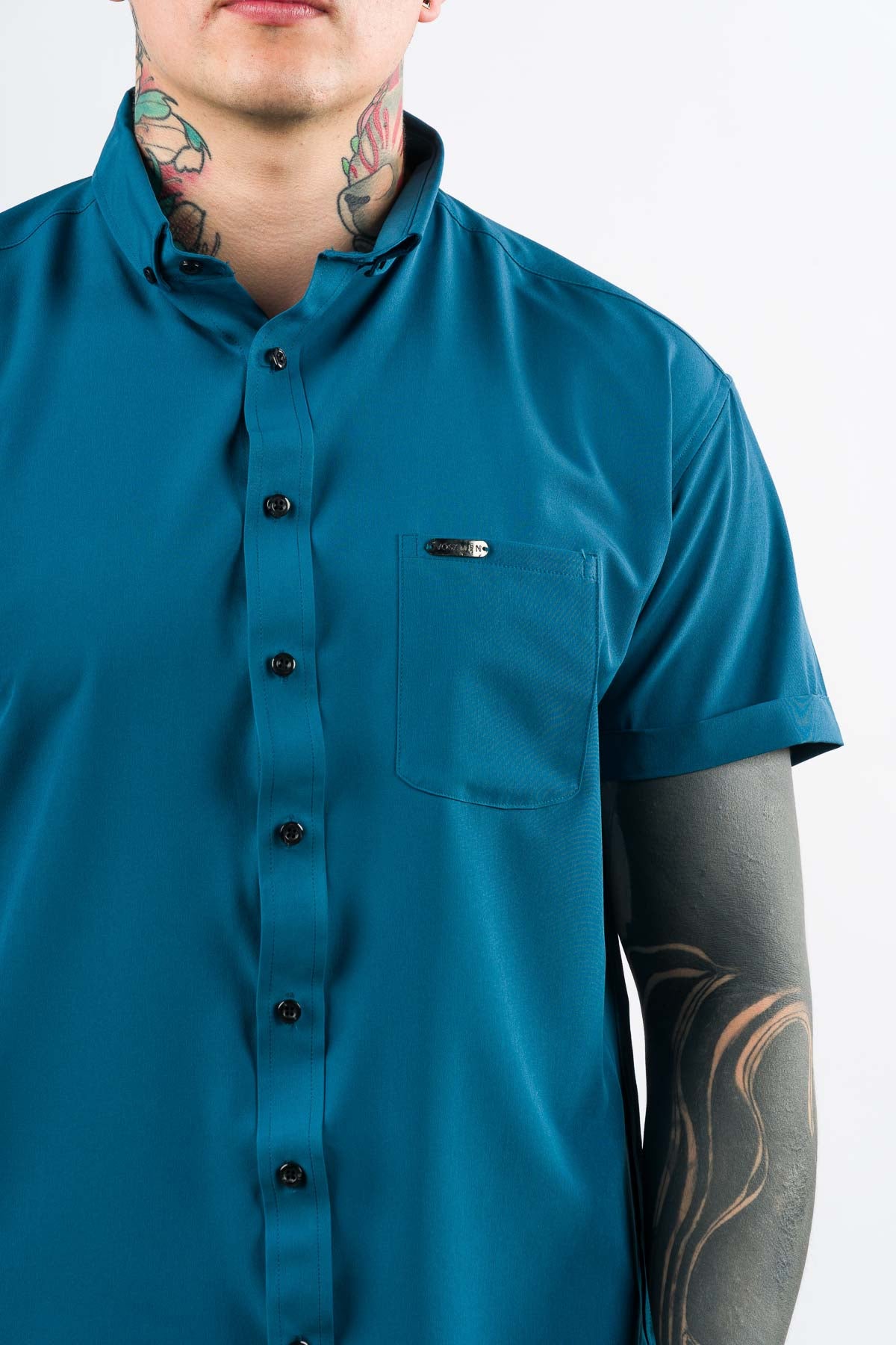 Camisa Button Triple Turquesa O - Voszmen