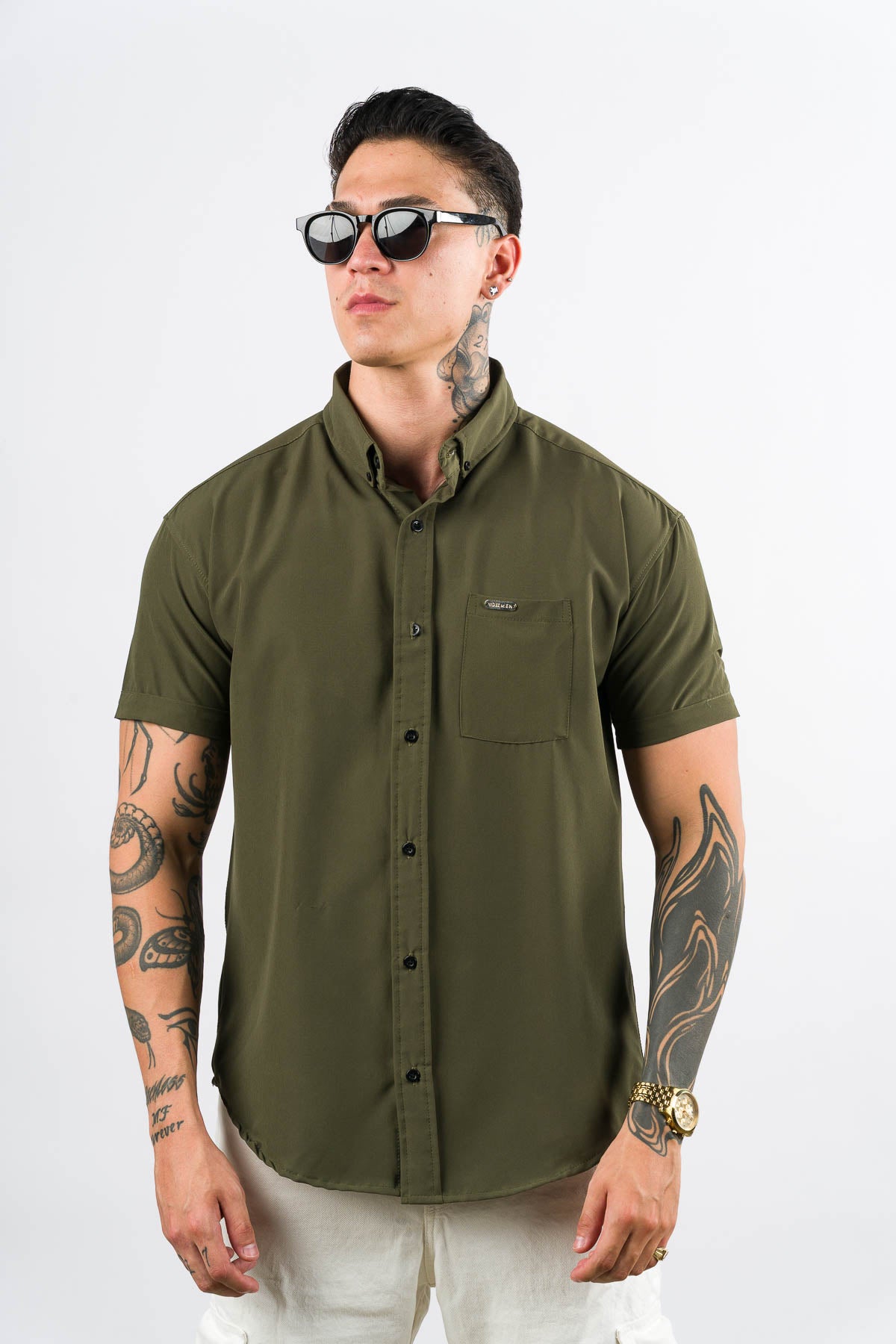 Camisa Button Triple Musg Green - Voszmen