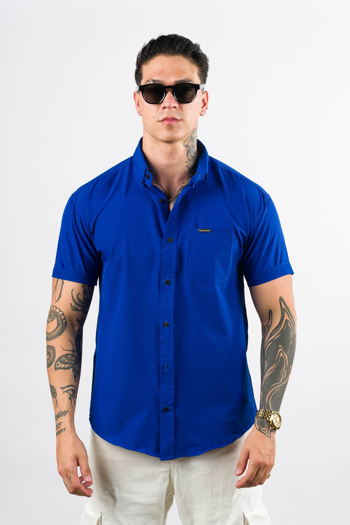 Camisa Button Triple Blue - Voszmen