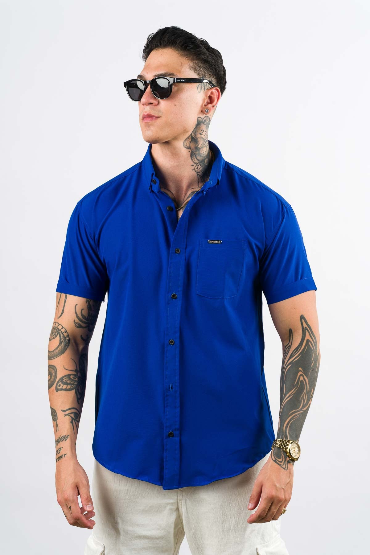 Camisa Button Triple Blue - Voszmen