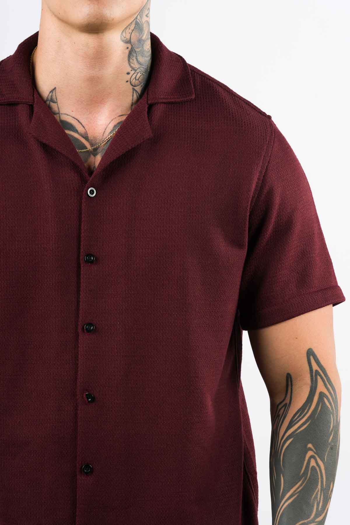 Camisa Over Tejida LN Vino - Voszmen