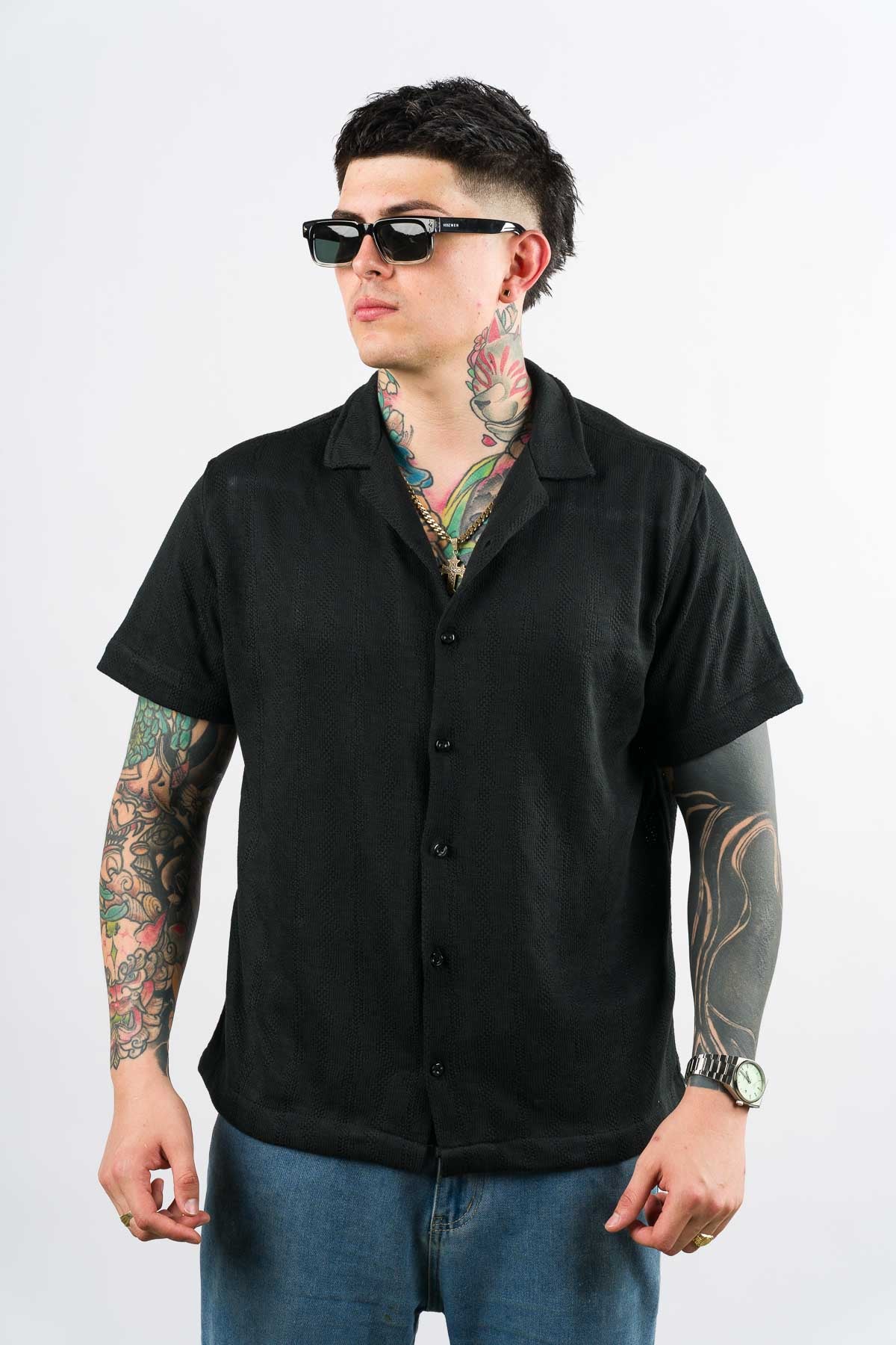 Camisa Over Tejida Mt Negra - Voszmen