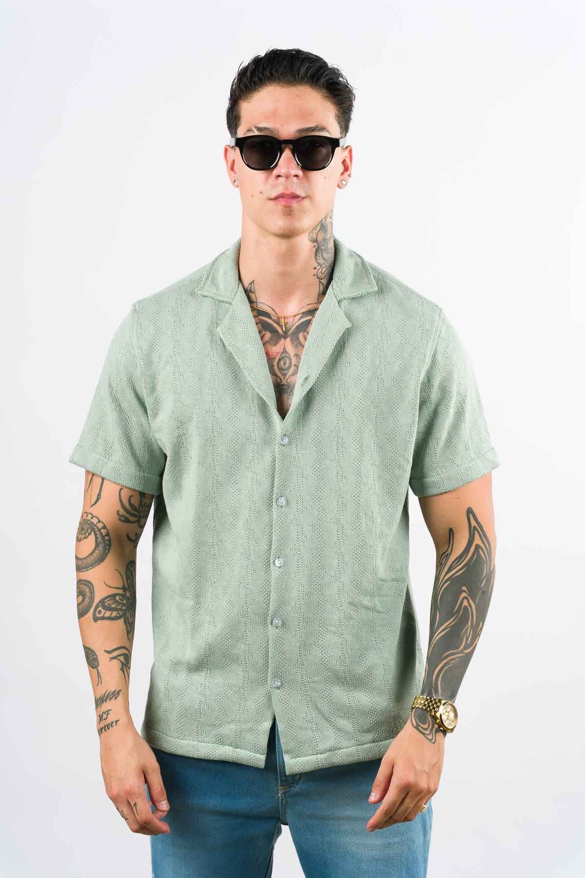 Camisa Over Tejida Mt Verde Pastel - Voszmen