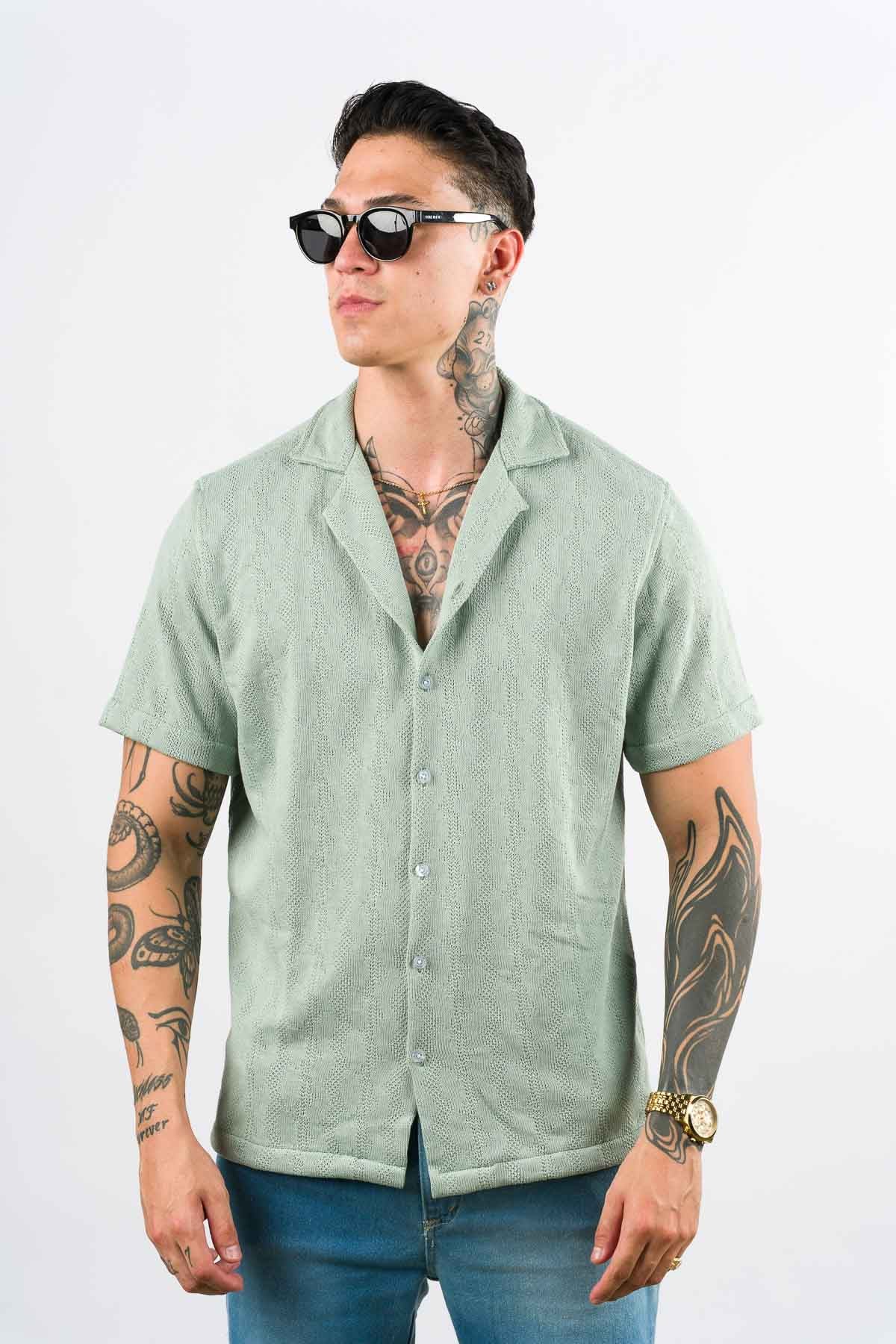 Camisa Over Tejida Mt Verde Pastel - Voszmen