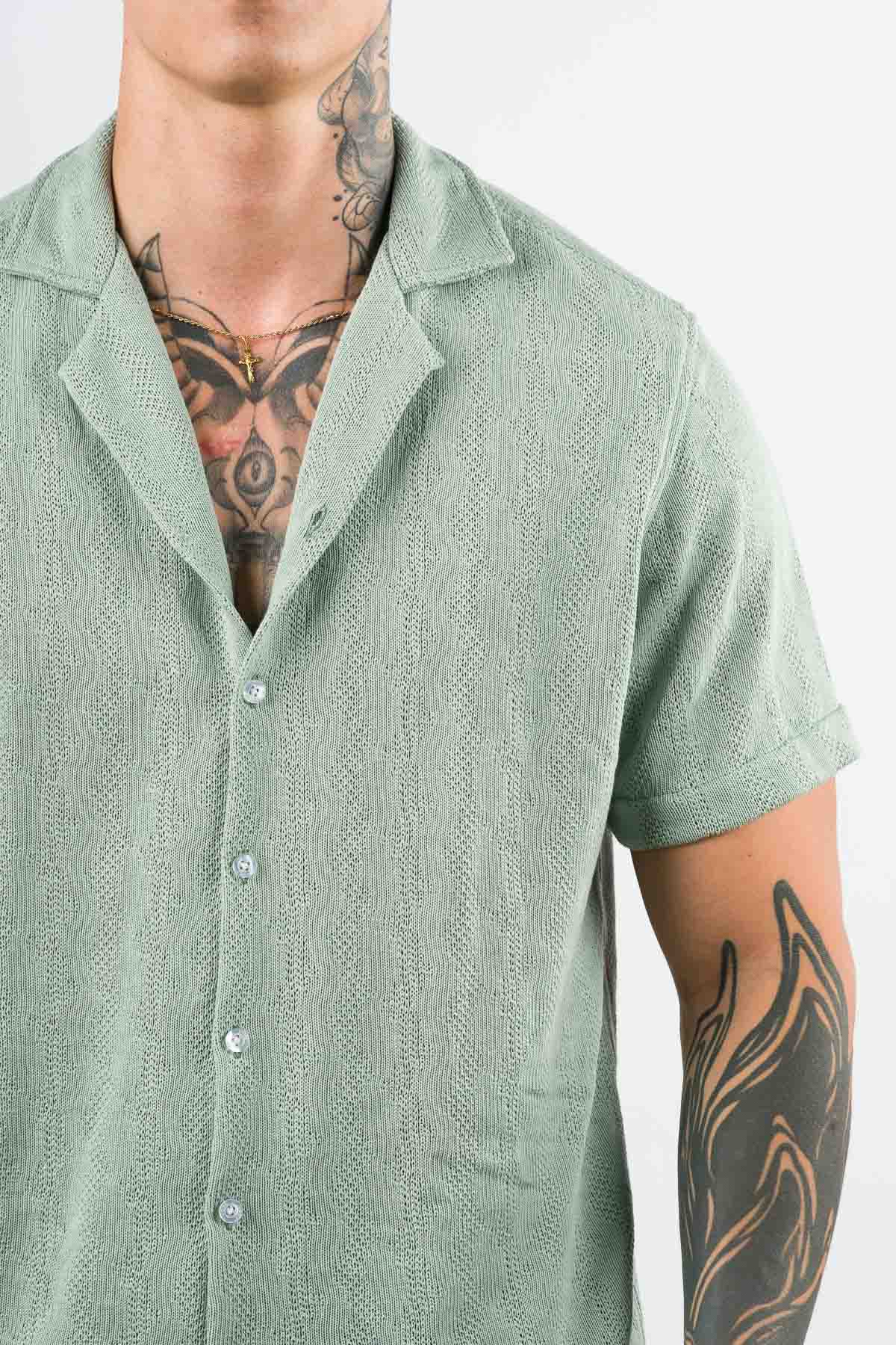 Camisa Over Tejida Mt Verde Pastel - Voszmen