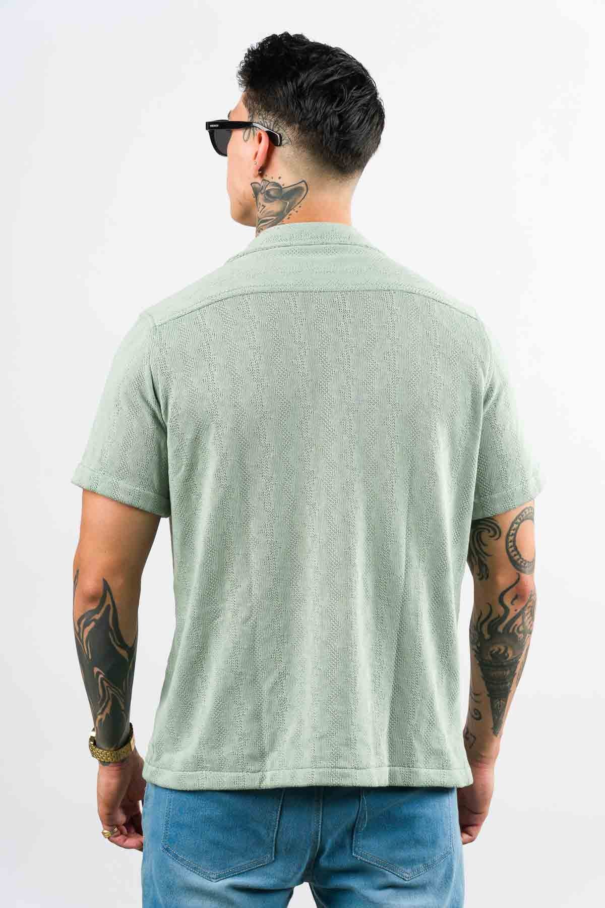 Camisa Over Tejida Mt Verde Pastel - Voszmen