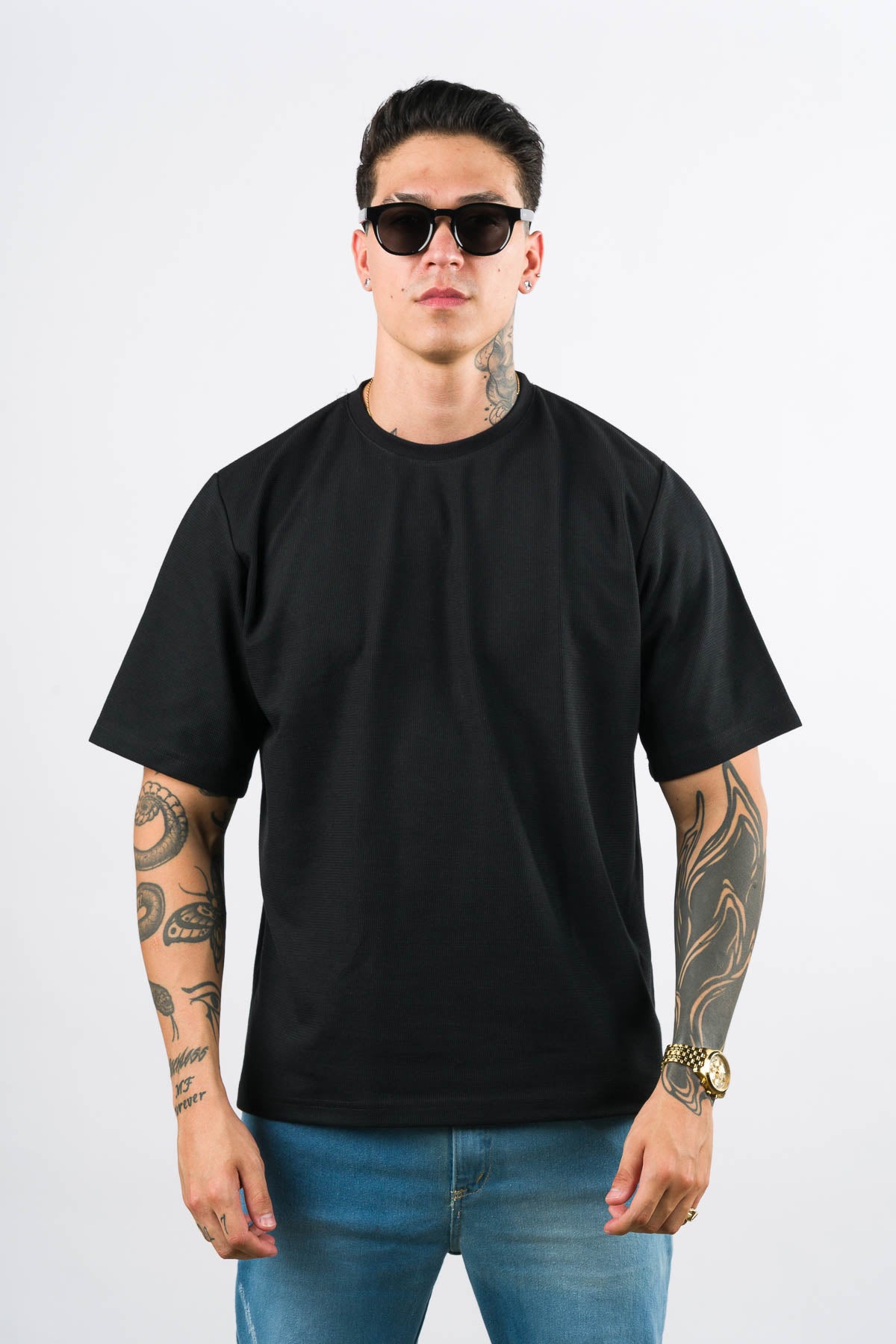 T Shirt Over Text F Negro - Voszmen