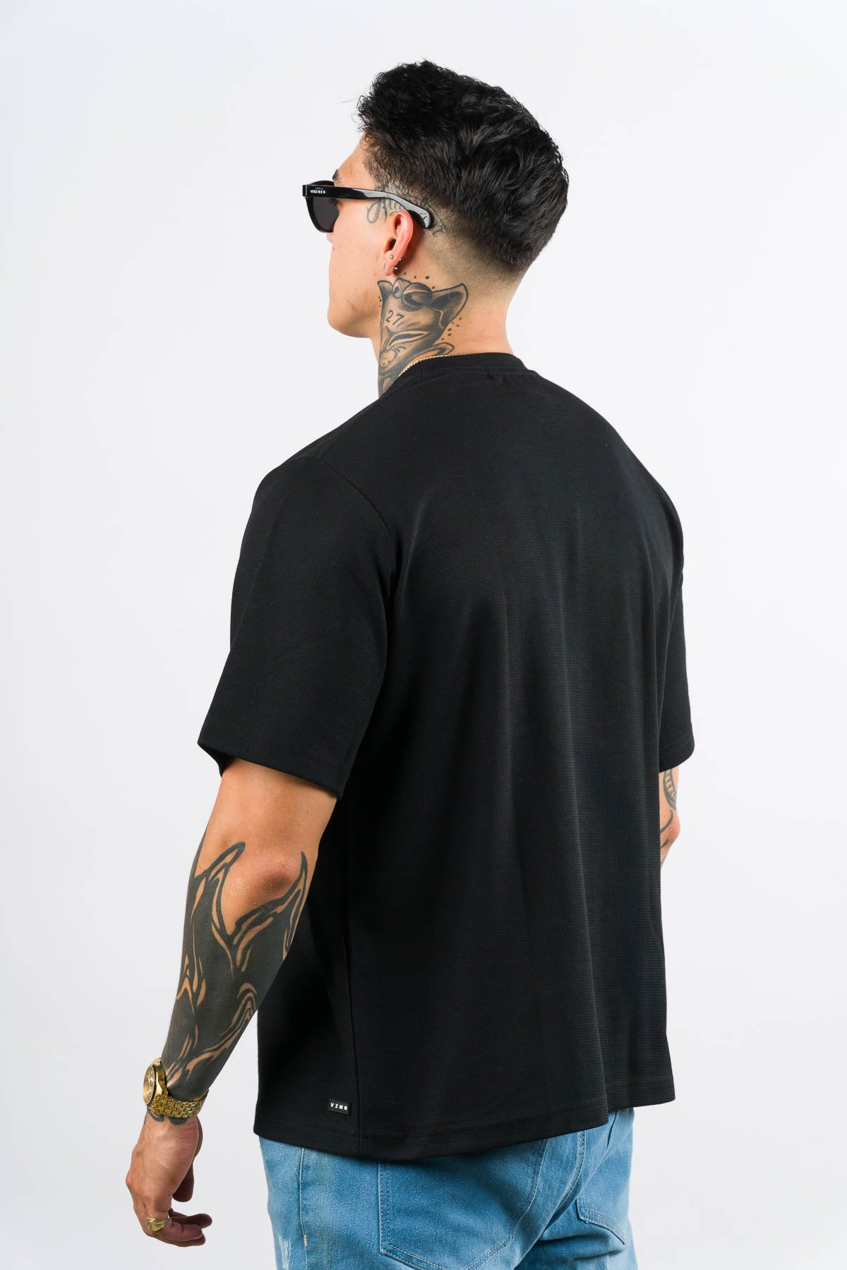 T Shirt Over Text F Negro - Voszmen