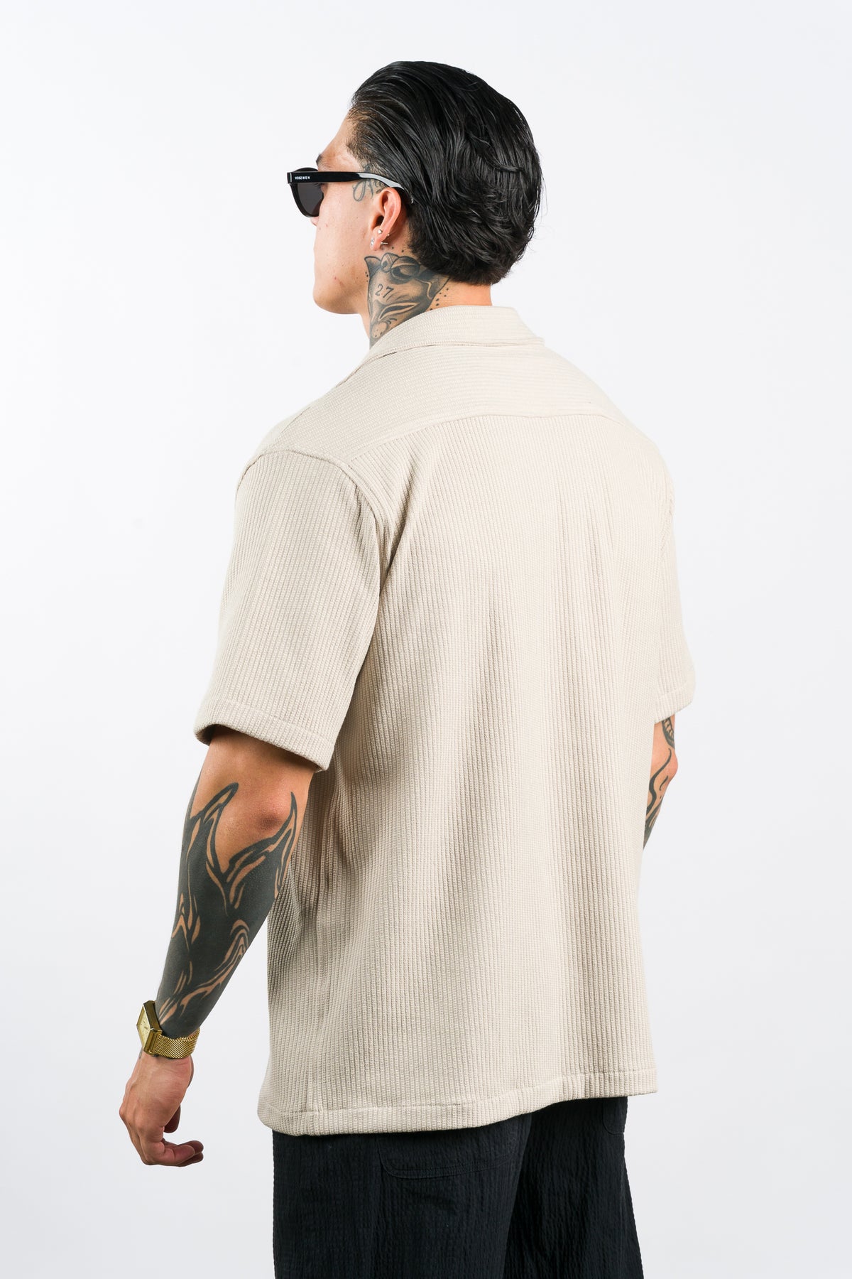 Camisa Over Tejida W Beige - Voszmen