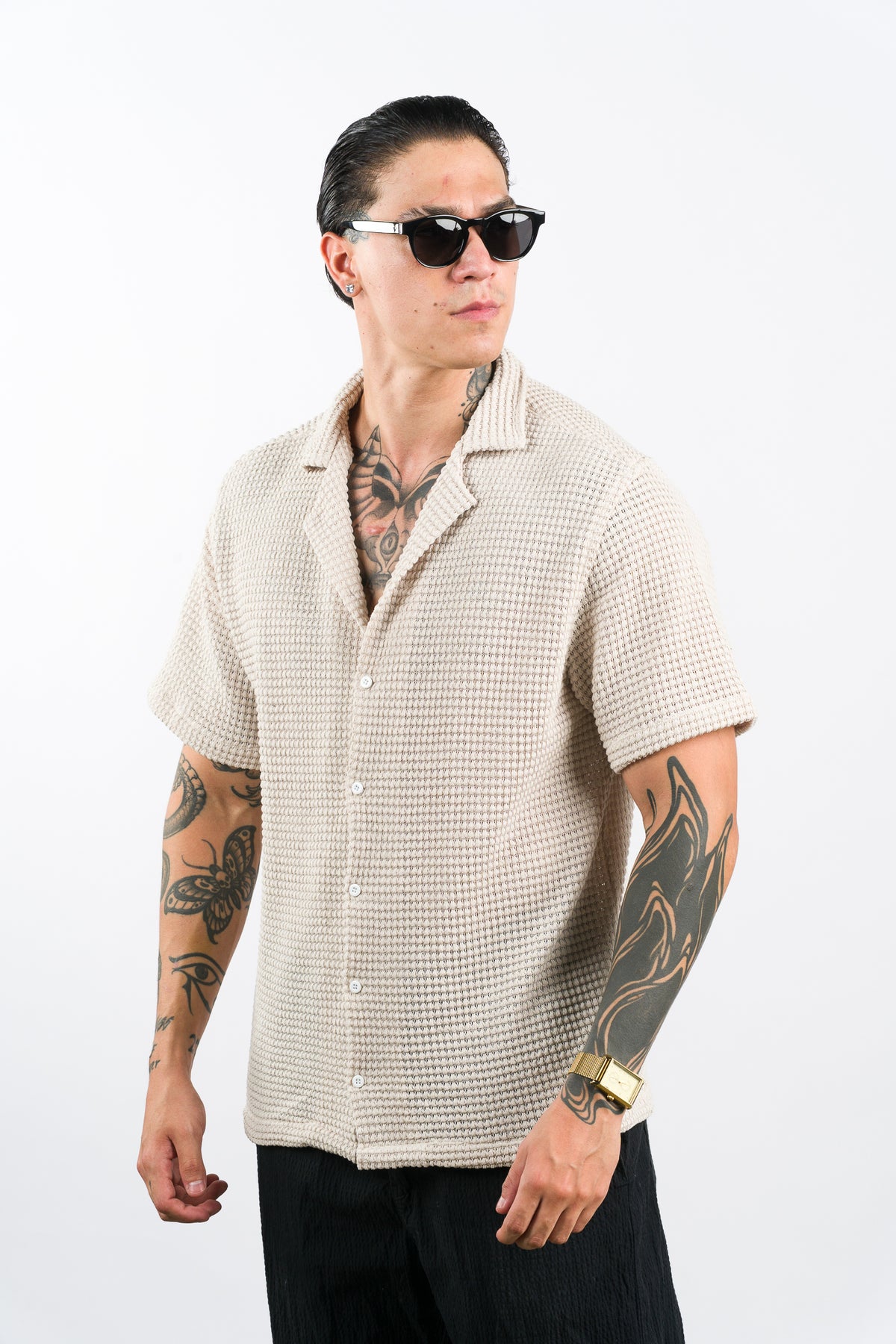 Camisa Text Ma Beige