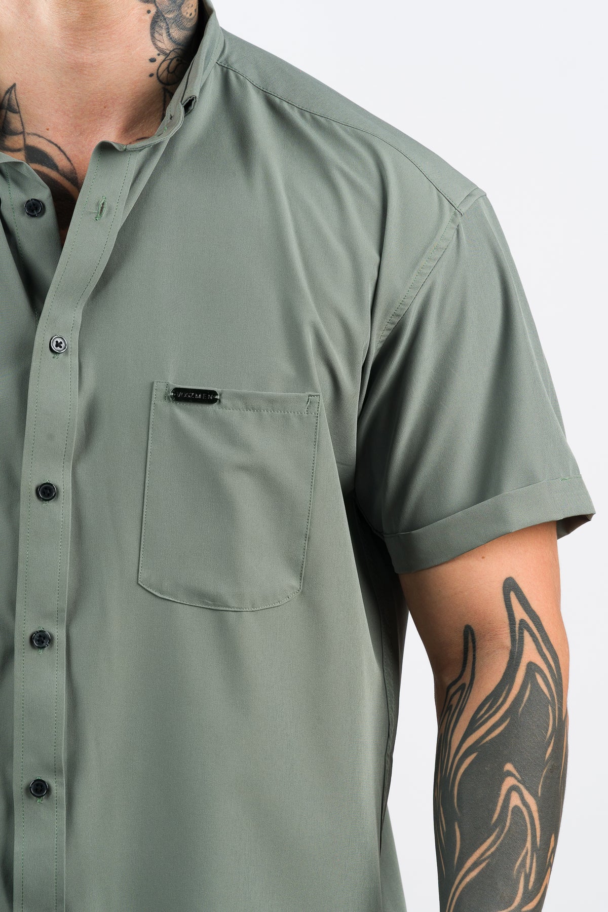 Camisa Button Triple Verde Olivo