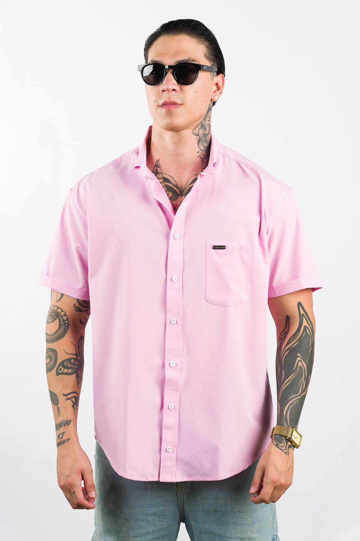 Camisa Button Triple Pink - Voszmen