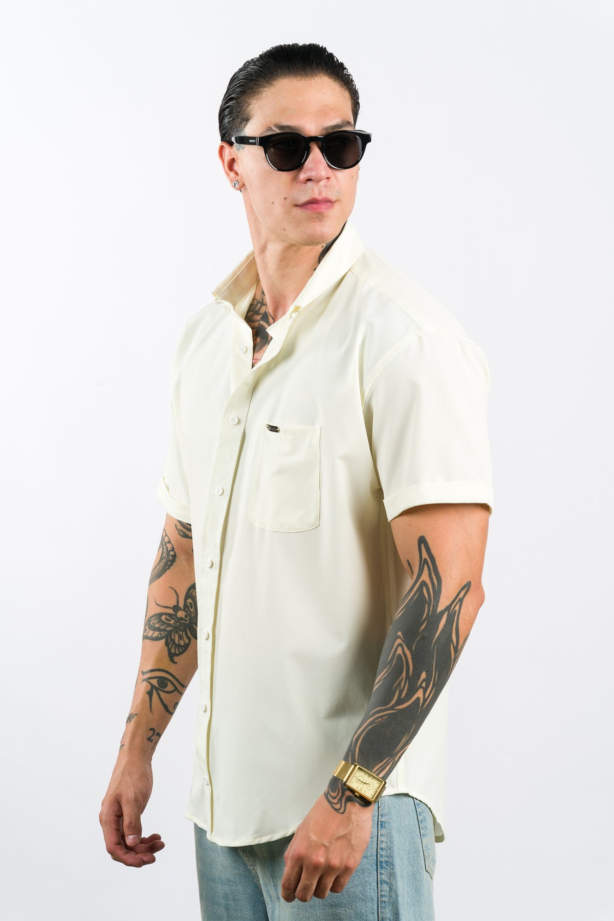 Camisa Button Triple Crema