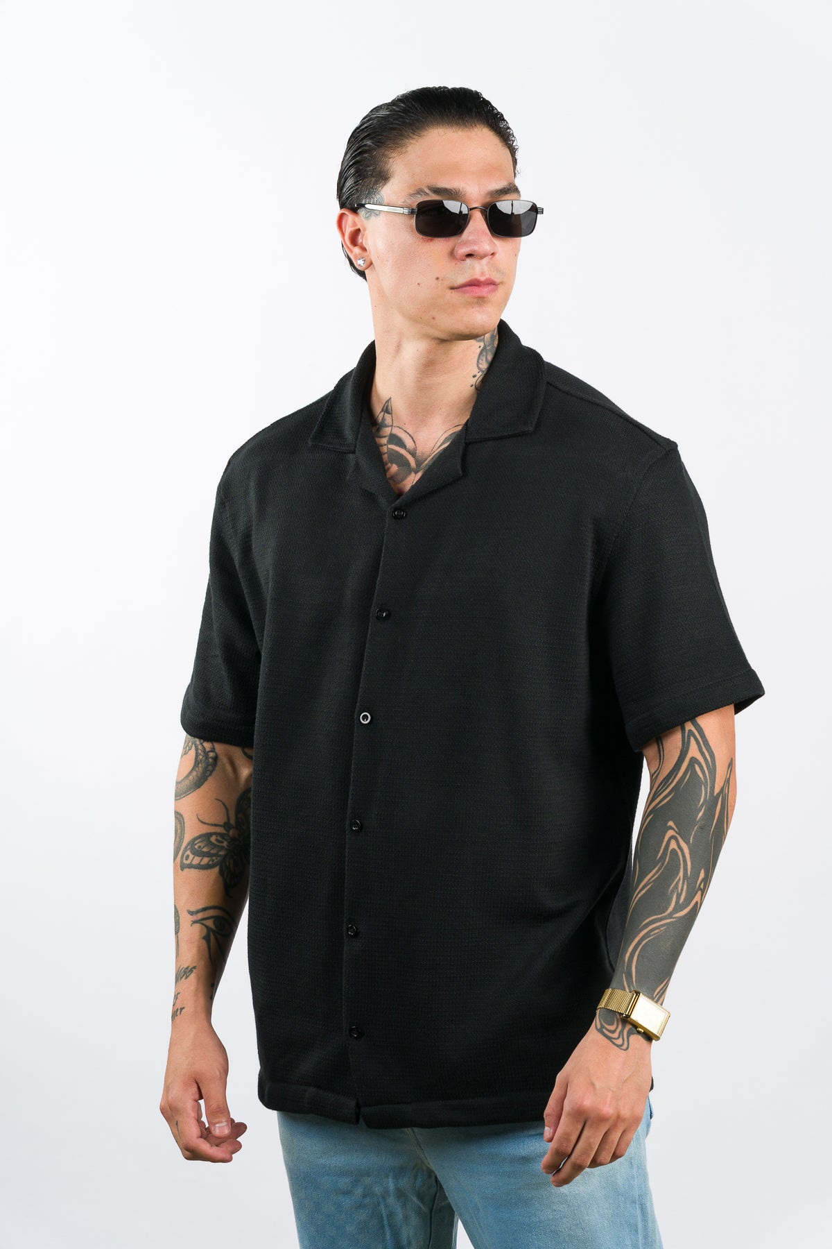 Camisa Over Tejida LN Negra - Voszmen