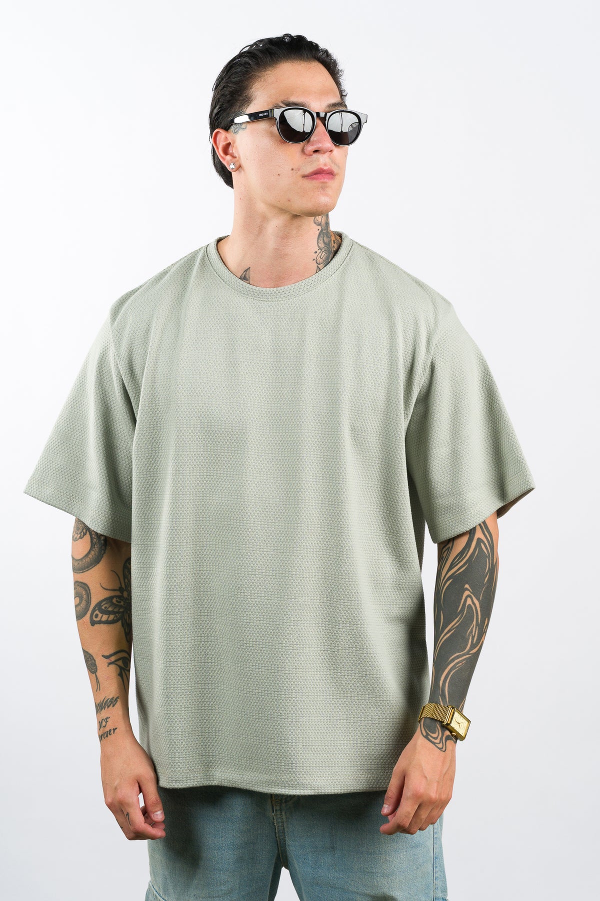 T-Shirt Over Text Ch verde Se