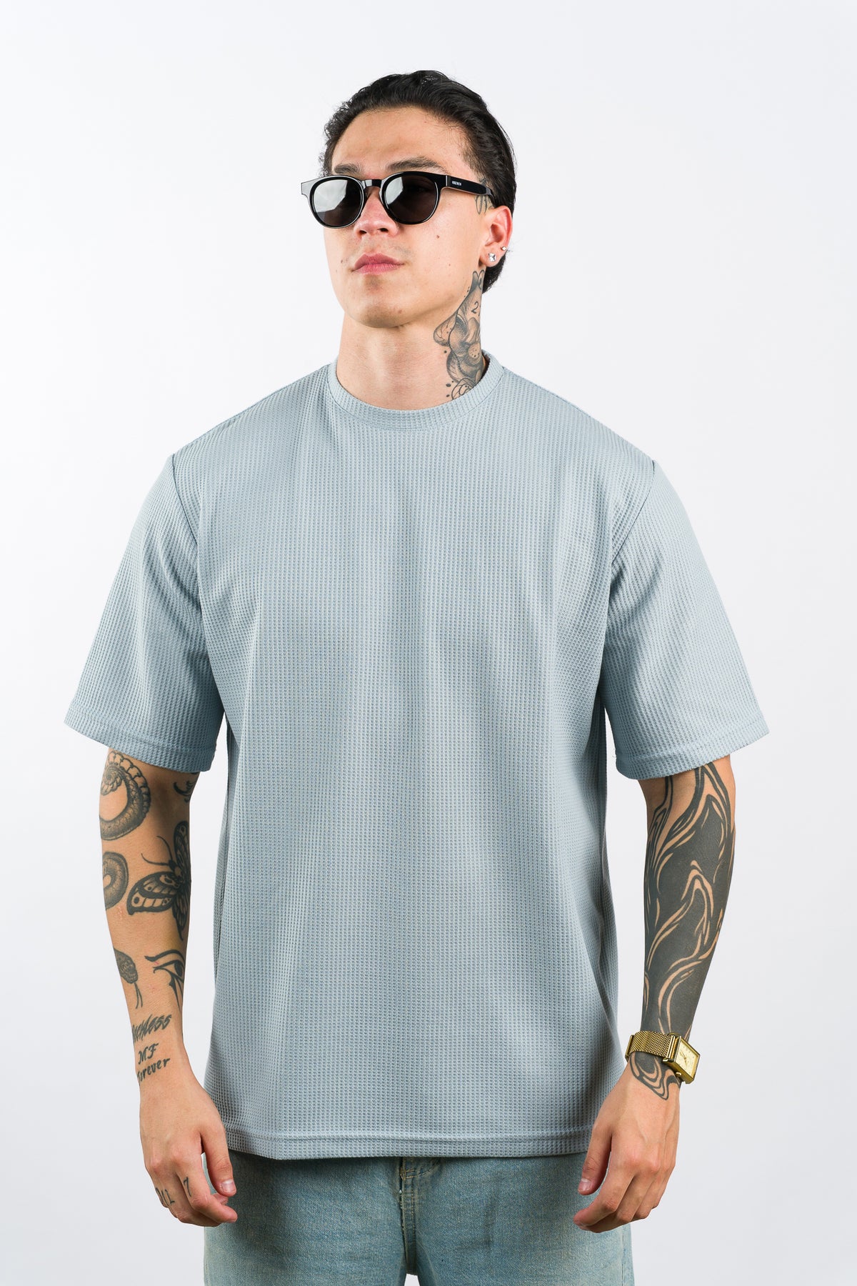 T-Shirt Text Q Celeste Pastel - Voszmen