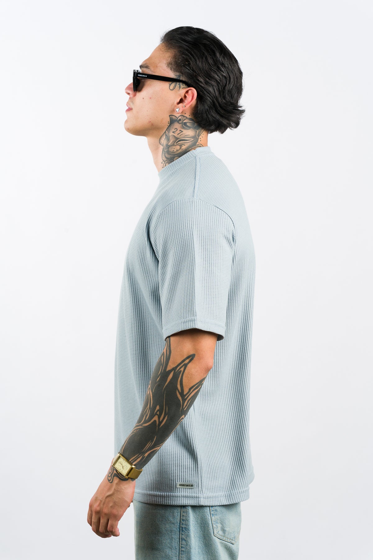 T-Shirt Text Q Celeste Pastel - Voszmen