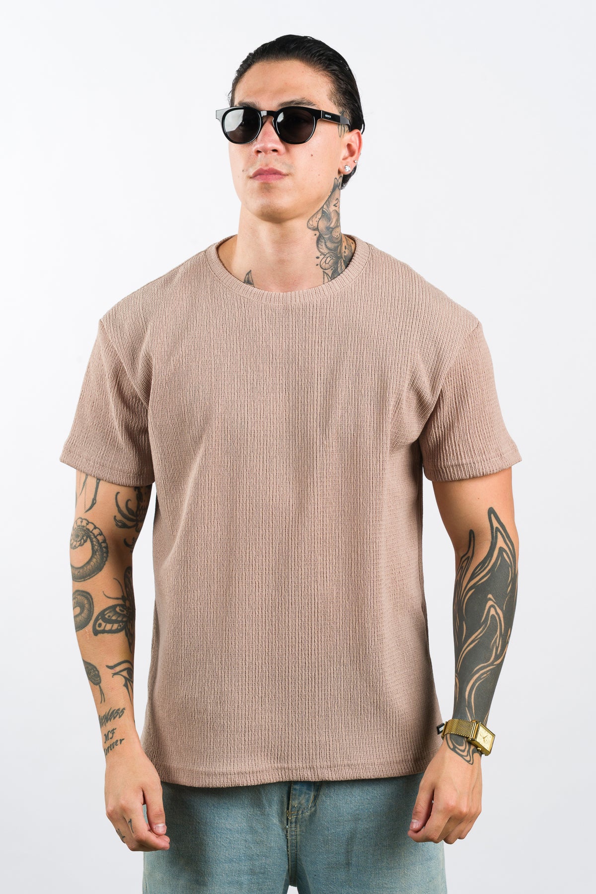 T-Shirt Text L Beige O - Voszmen