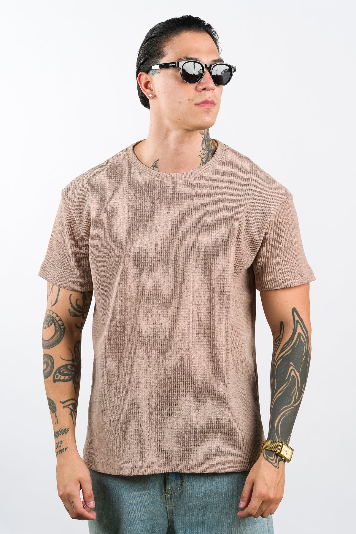 T-Shirt Text L Beige O