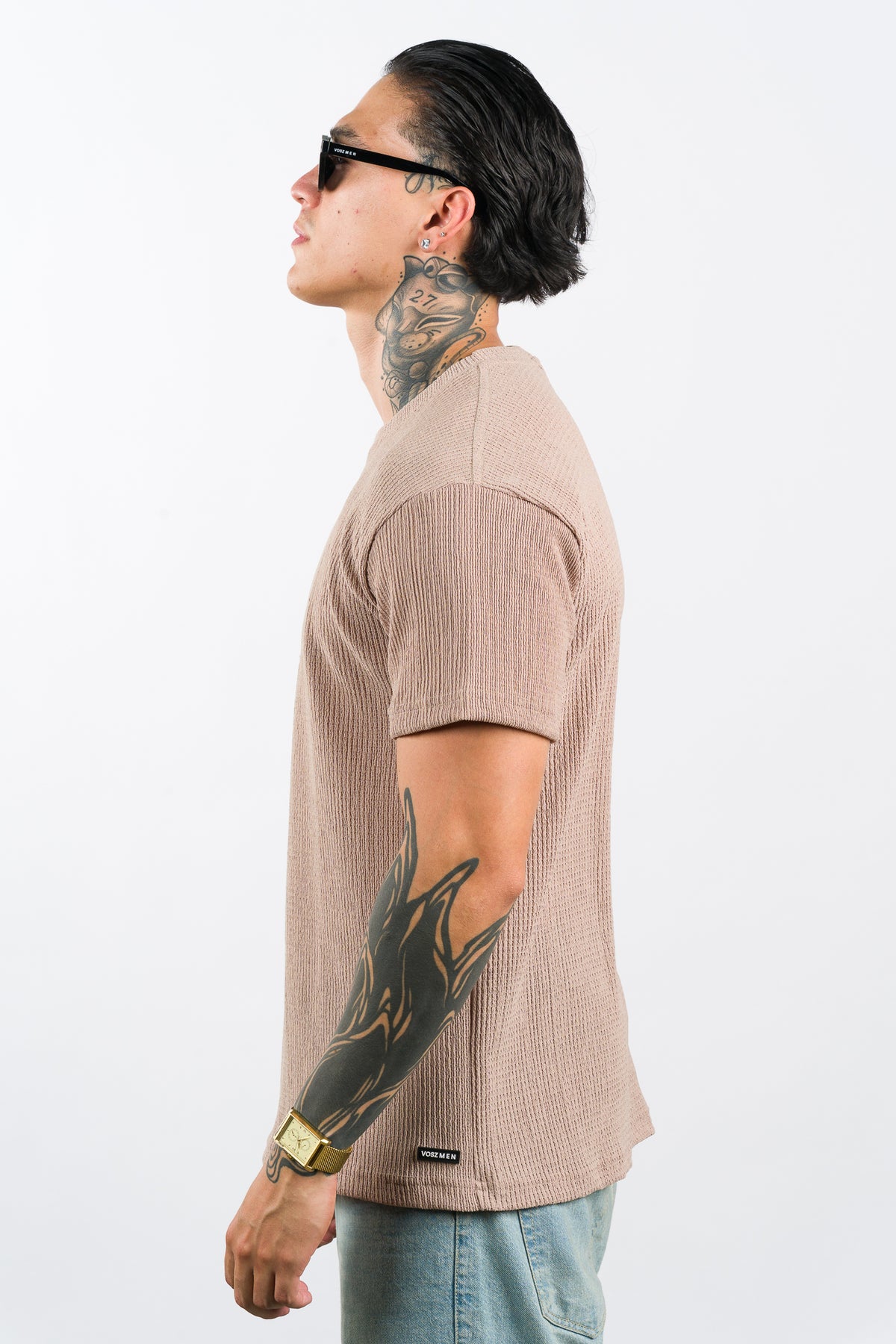 T-Shirt Text L Beige O - Voszmen
