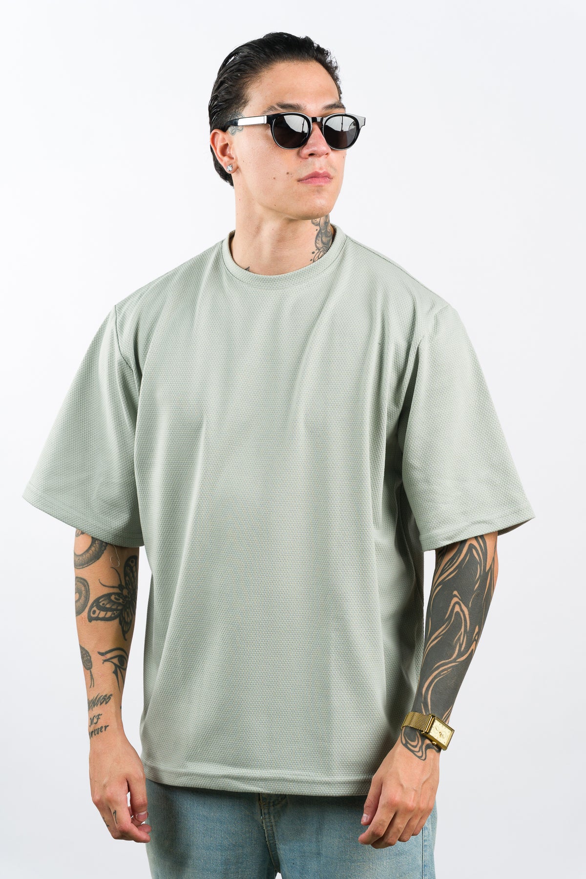 T-Shirt Over Text D verde Se