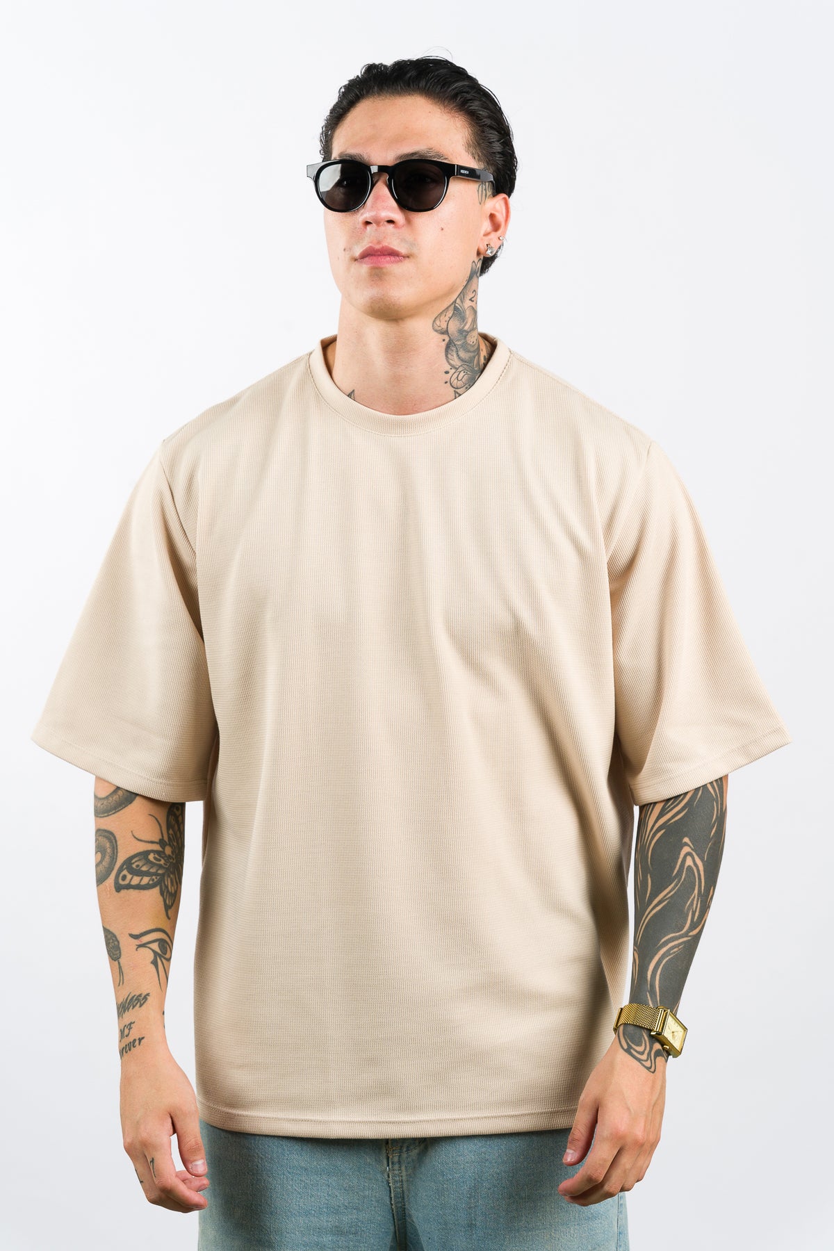 T-Shirt Over Text F Beige - Voszmen