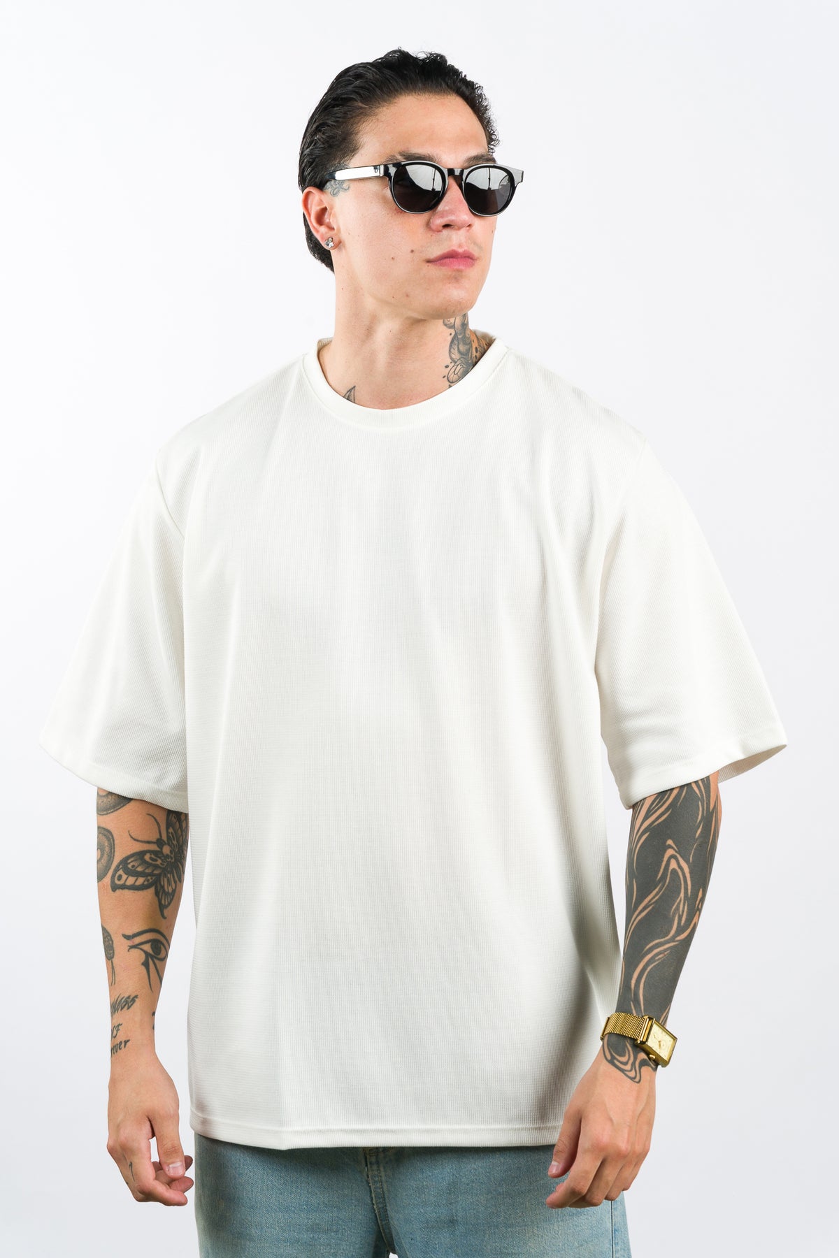 T-Shirt Over Text F Blanco hueso