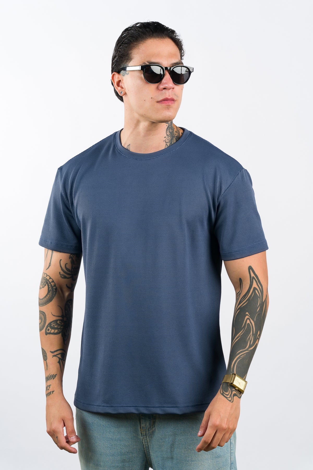T-Shirt Text LM Azul Petro