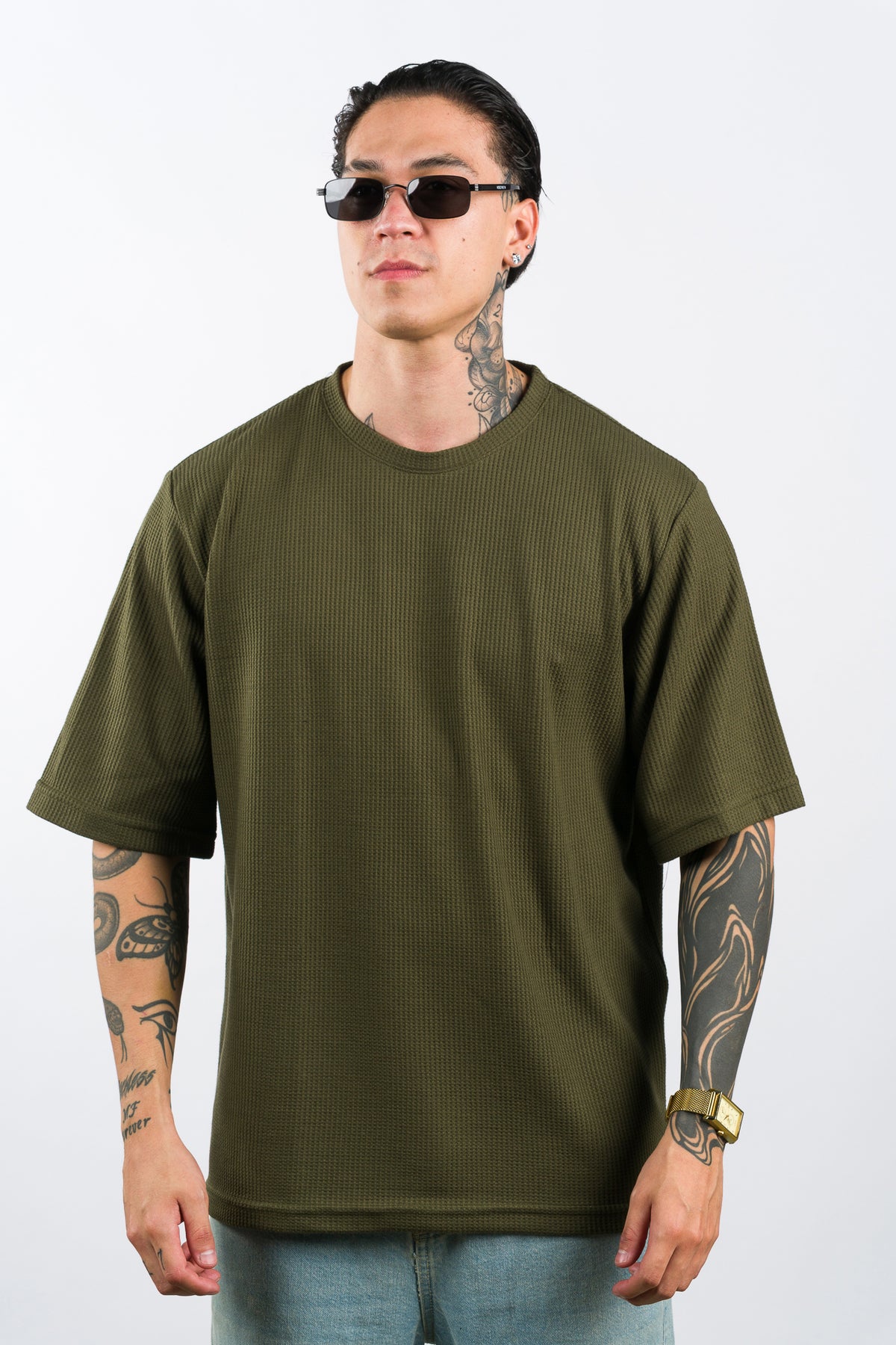 T-Shirt Over Text Q verde Musgo - Voszmen