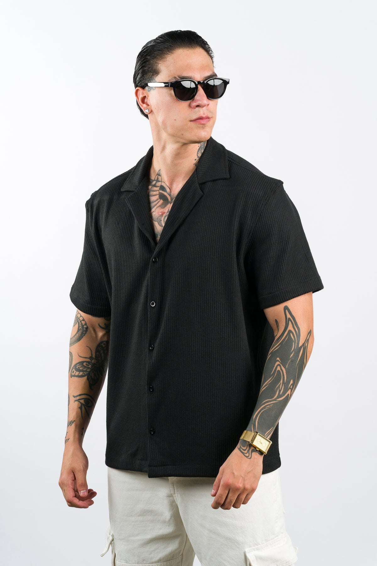 Camisa Over Tejida W Negra - Voszmen
