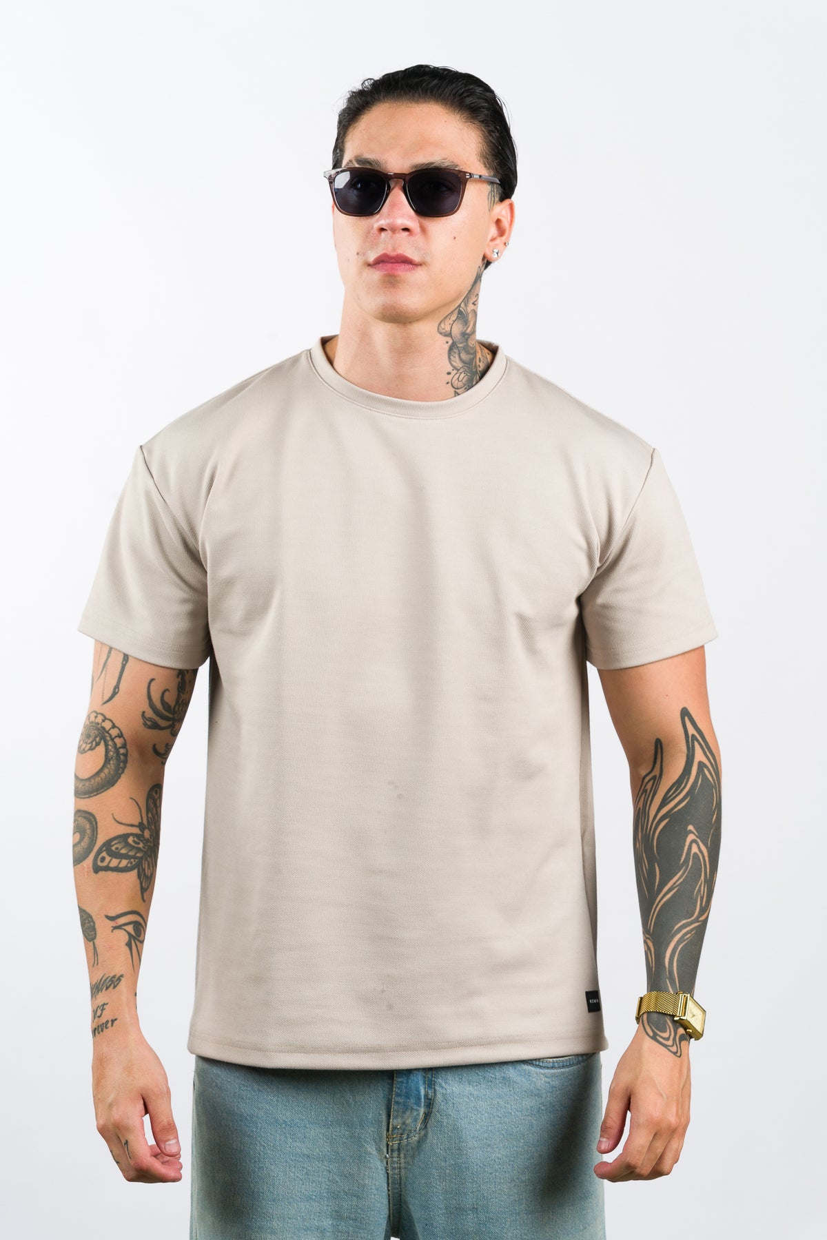 T-Shirt Text Na Beige - Voszmen