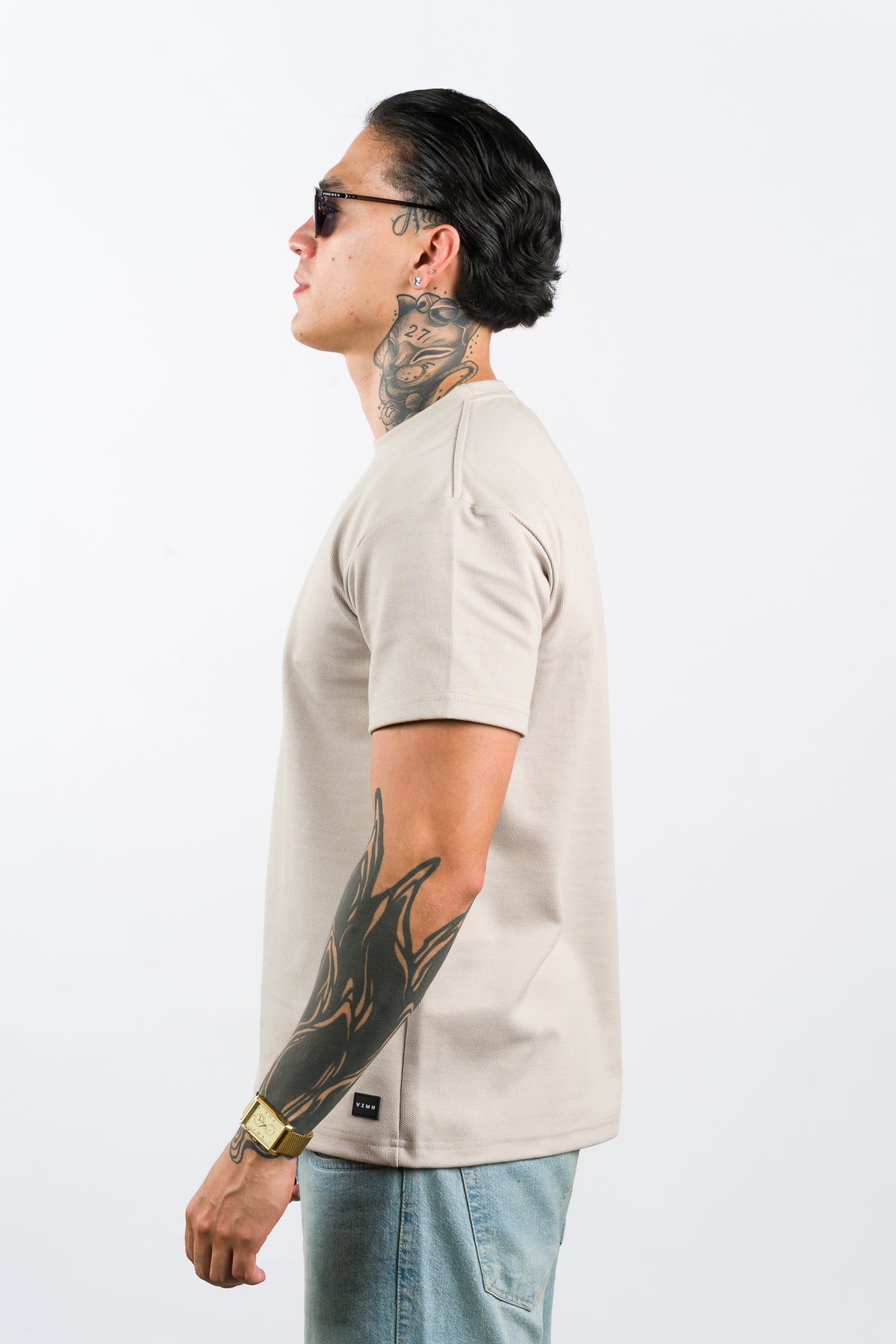 T-Shirt Text Na Beige - Voszmen