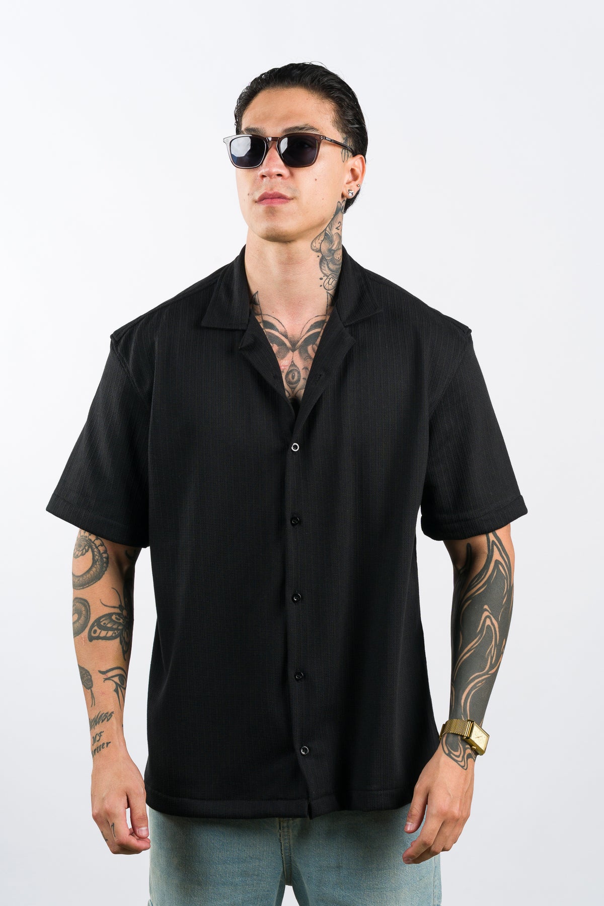 Camisa Text Mo Negra