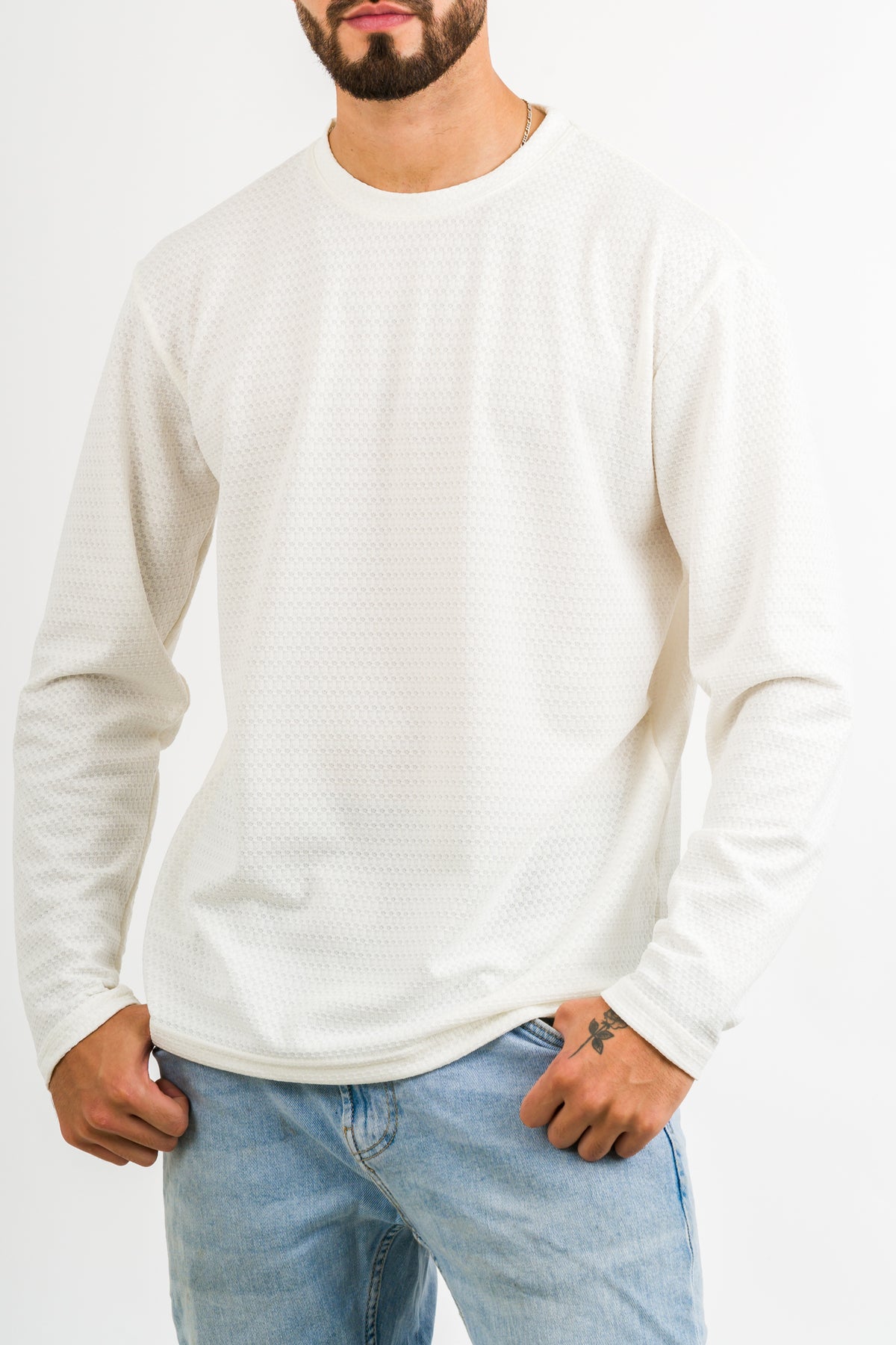 Camiseta ML Text CR Blanco Hueso - Voszmen