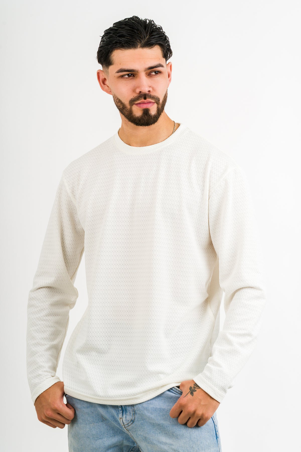 Camiseta ML Text CR Blanco Hueso - Voszmen