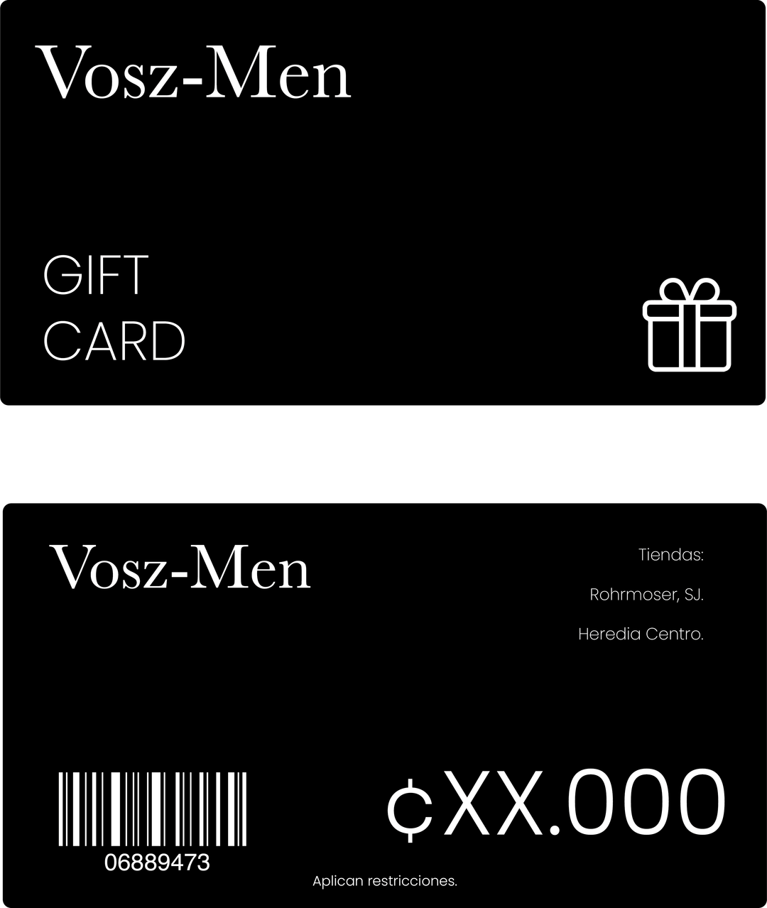GIFT CARD VOSZ M E N - Voszmen