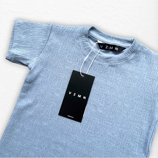 T-Shirt Text CZ Kid celeste