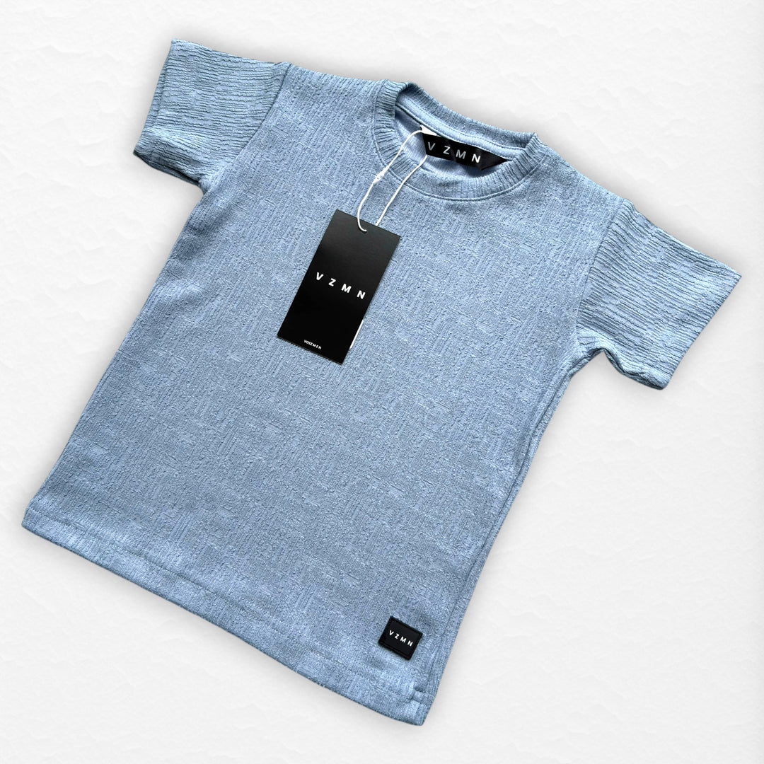 T-Shirt Text CZ Kid celeste